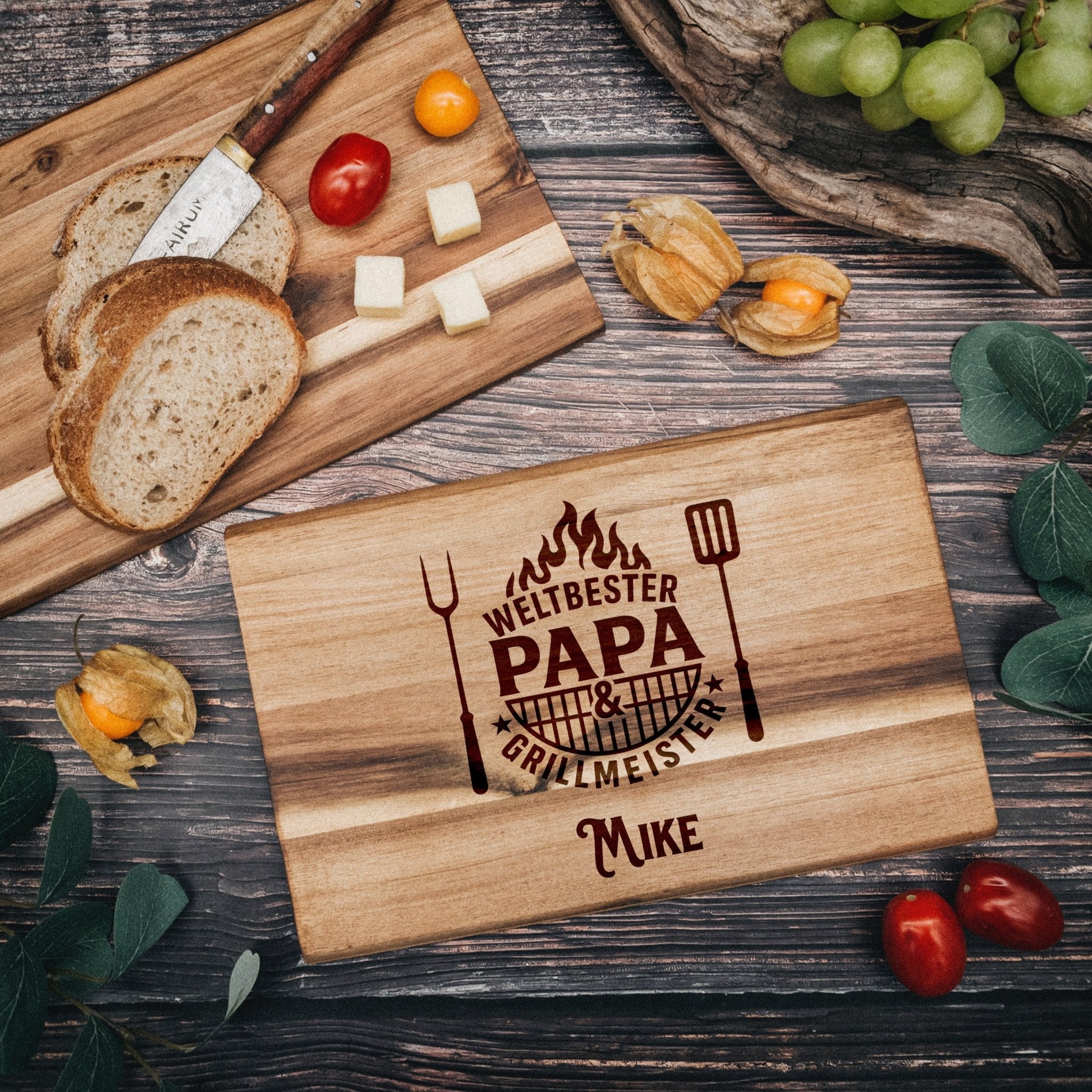 Frühstücksbrett Akazie - Weltbester Papa & Grillmeister - Abenteuernah