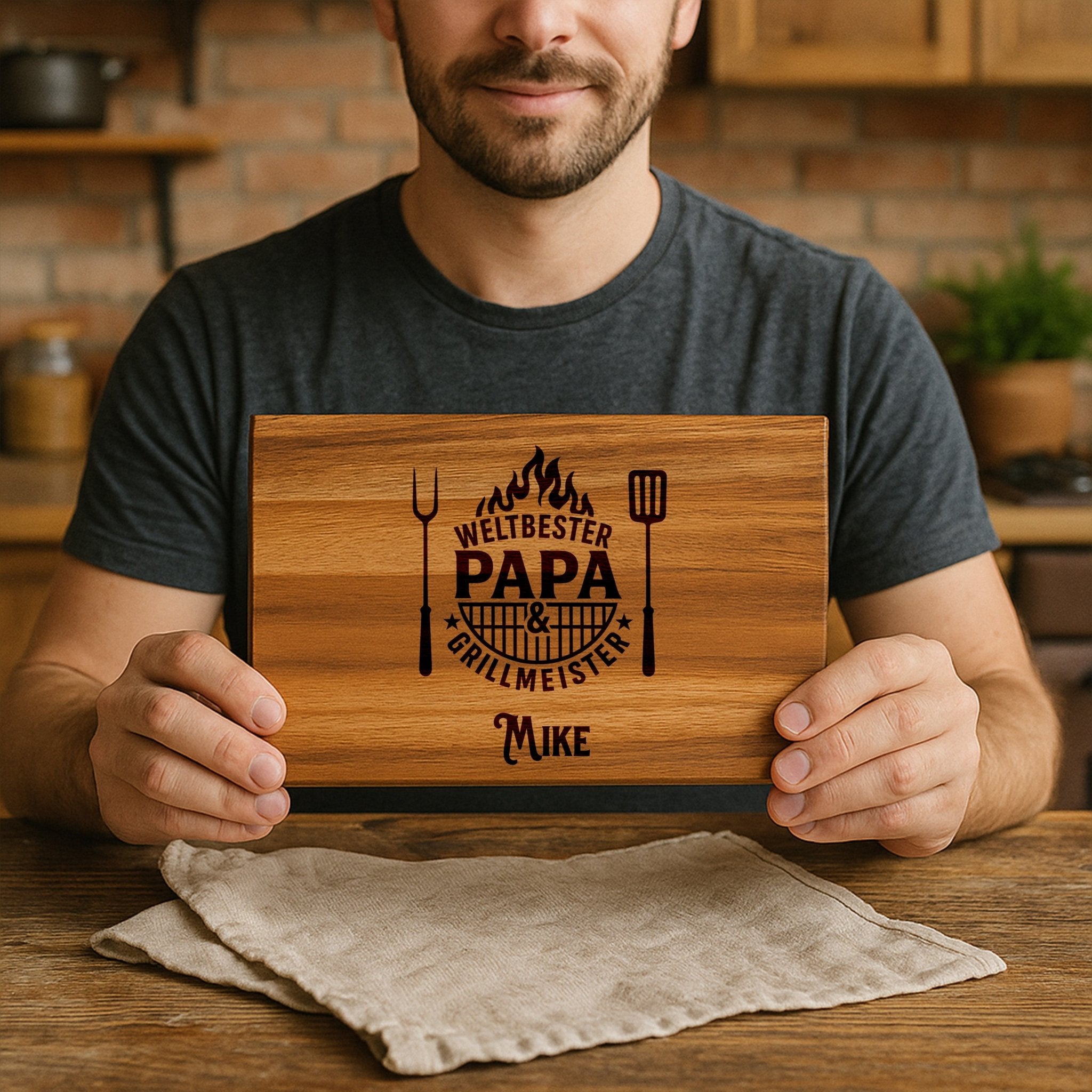 Frühstücksbrett Akazie - Weltbester Papa & Grillmeister - Abenteuernah