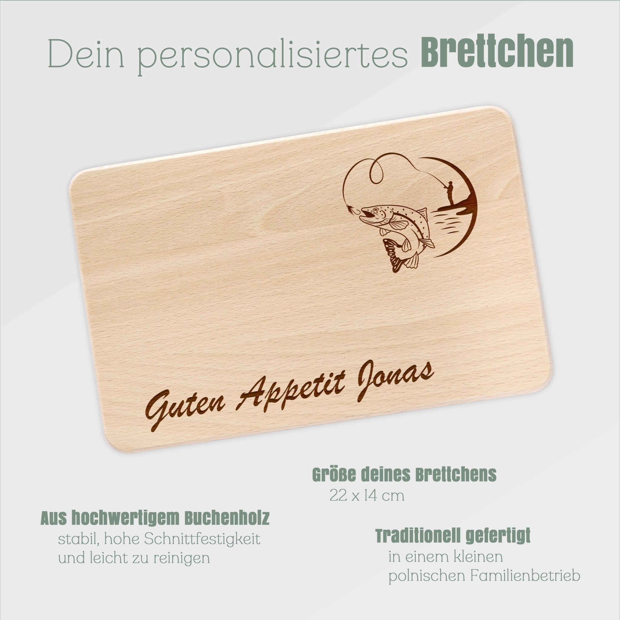 Frühstücksbrett Holz - Angelrute - Abenteuernah