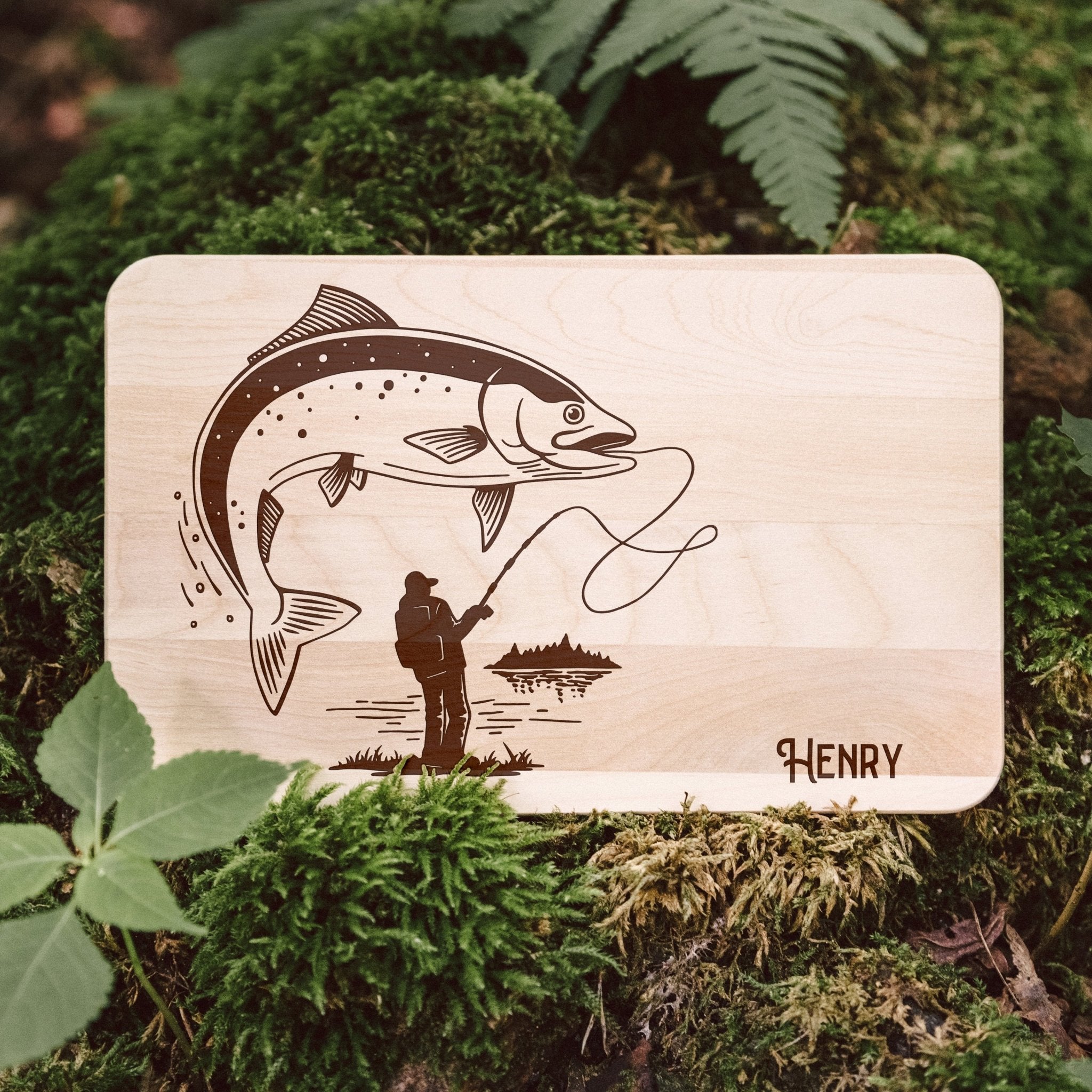 Frühstücksbrett Holz - Angler - Abenteuernah