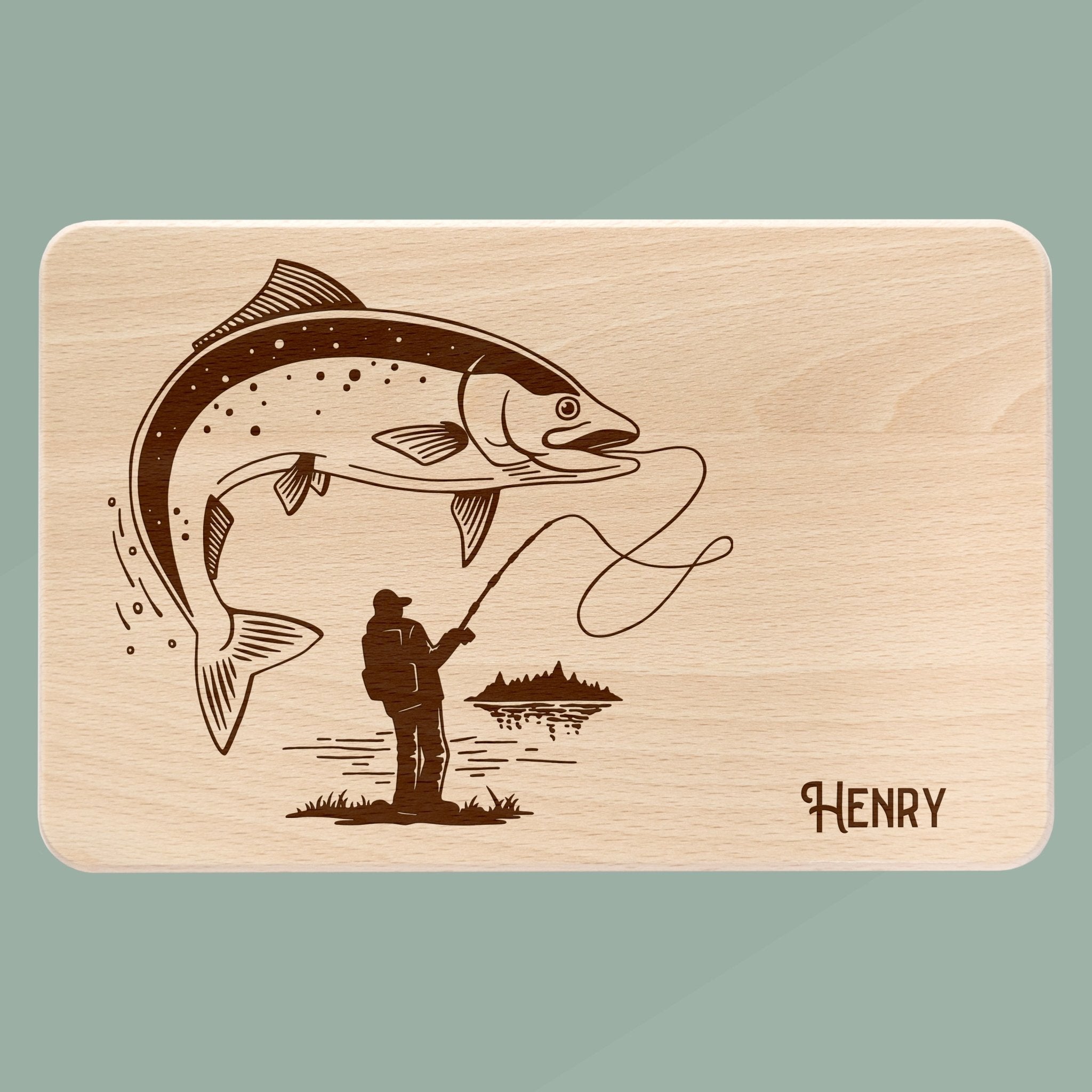 Frühstücksbrett Holz - Angler - Abenteuernah