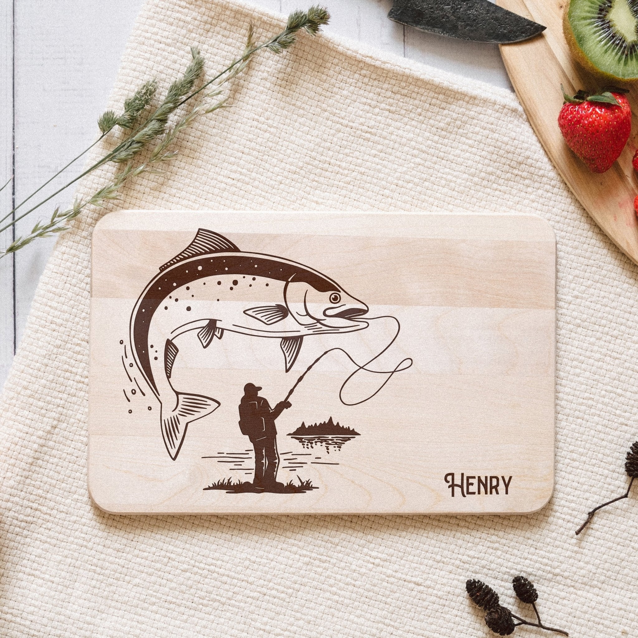 Frühstücksbrett Holz - Angler - Abenteuernah