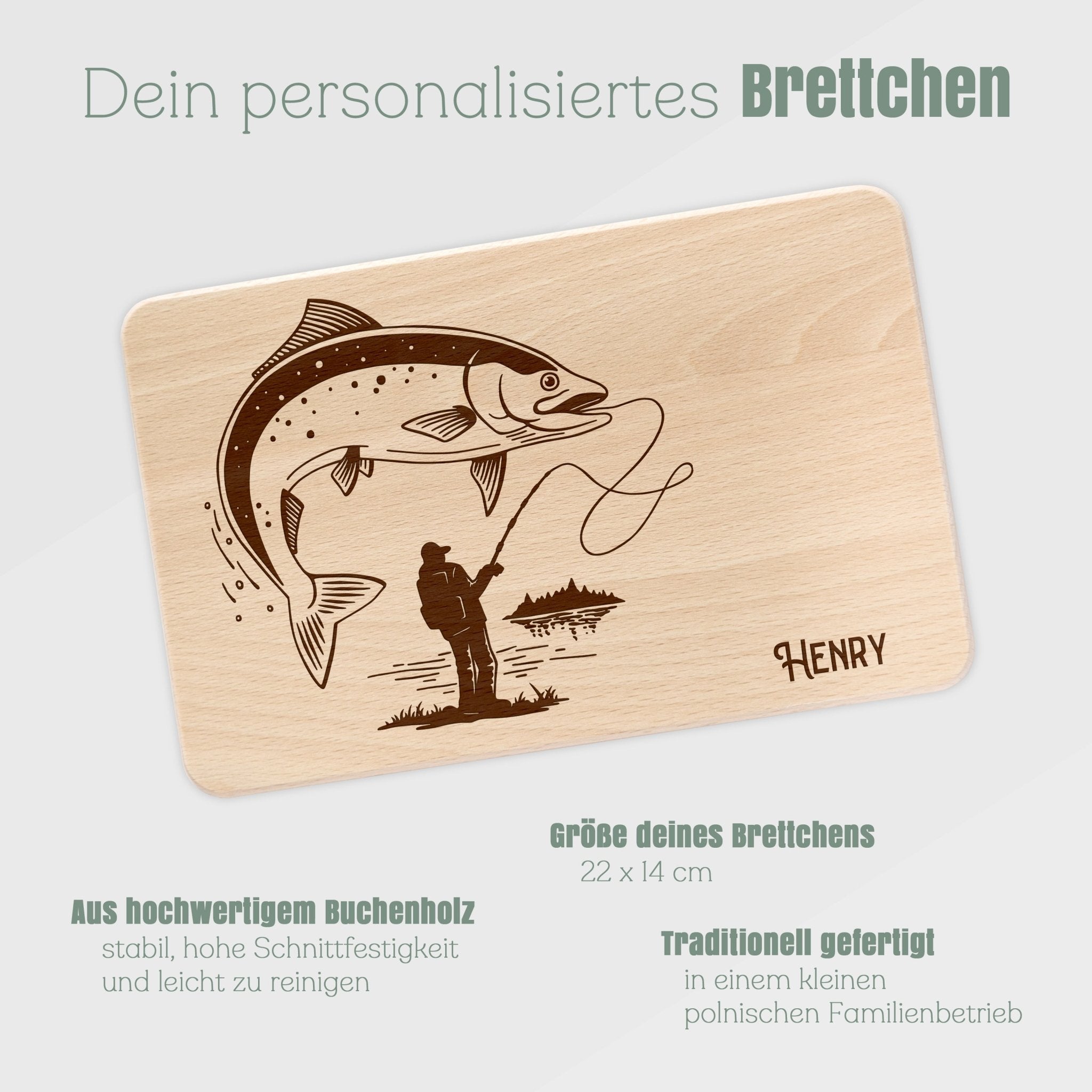 Frühstücksbrett Holz - Angler - Abenteuernah