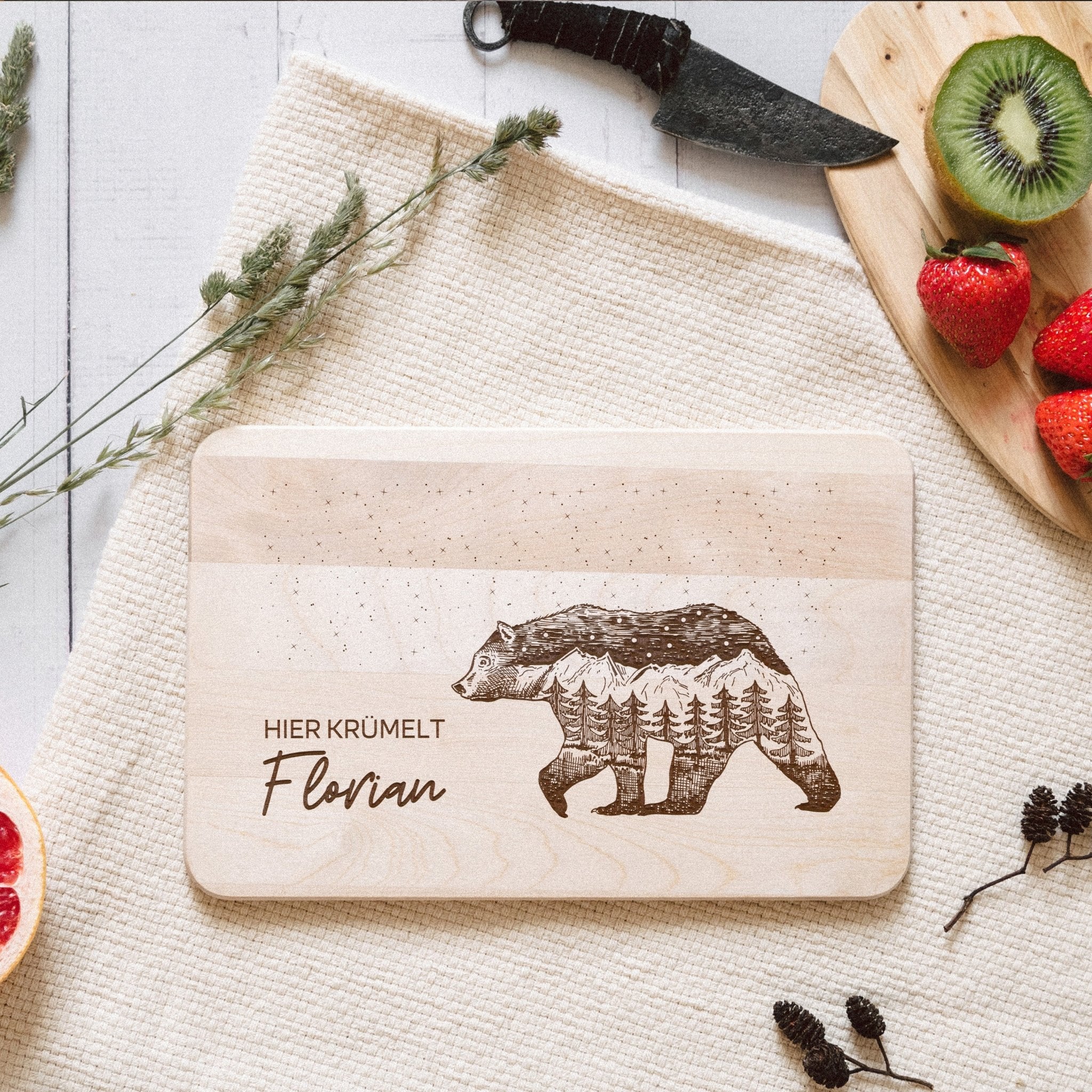 Frühstücksbrett Holz - Bär Berge - Abenteuernah