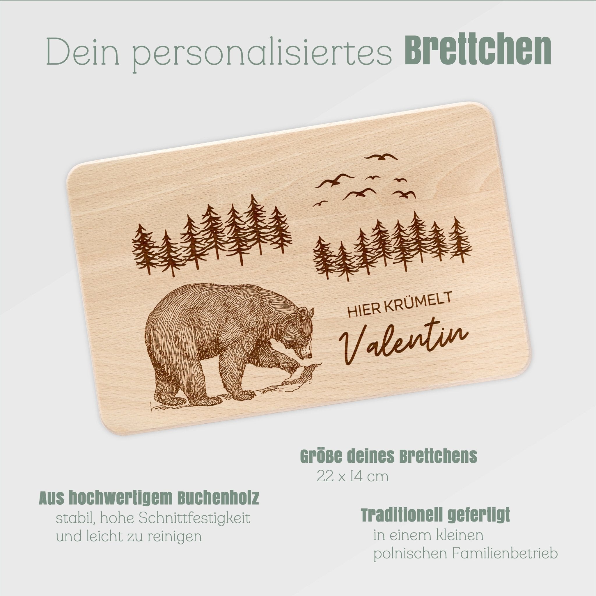 Frühstücksbrett Holz - Bär Wald - Abenteuernah