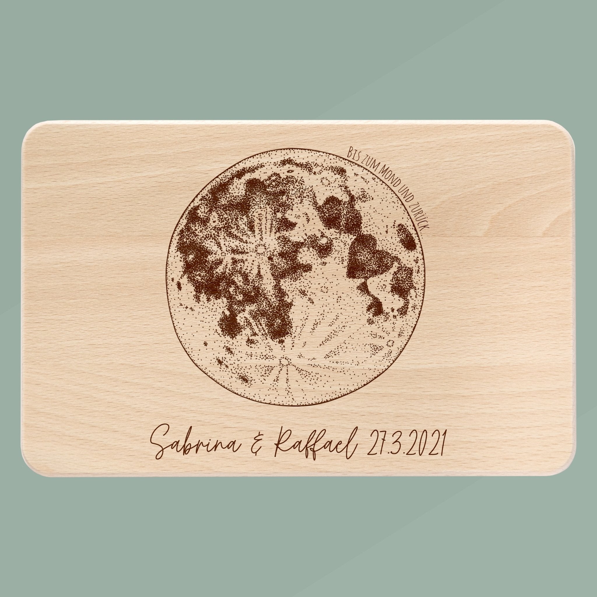 Frühstücksbrett Holz - Bis zum Mond und zurück - Abenteuernah
