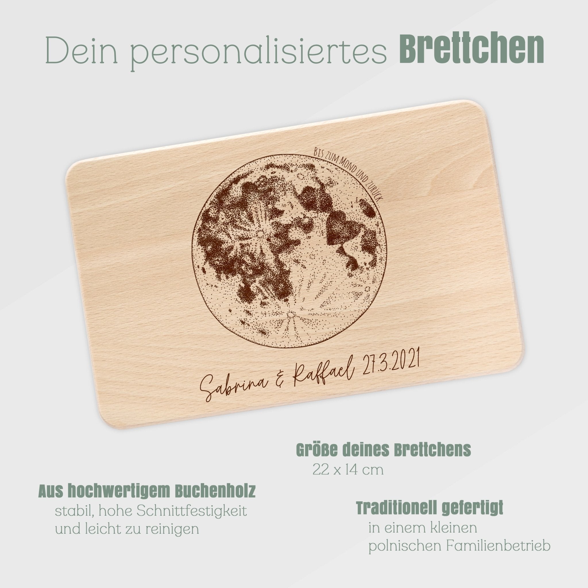 Frühstücksbrett Holz - Bis zum Mond und zurück - Abenteuernah