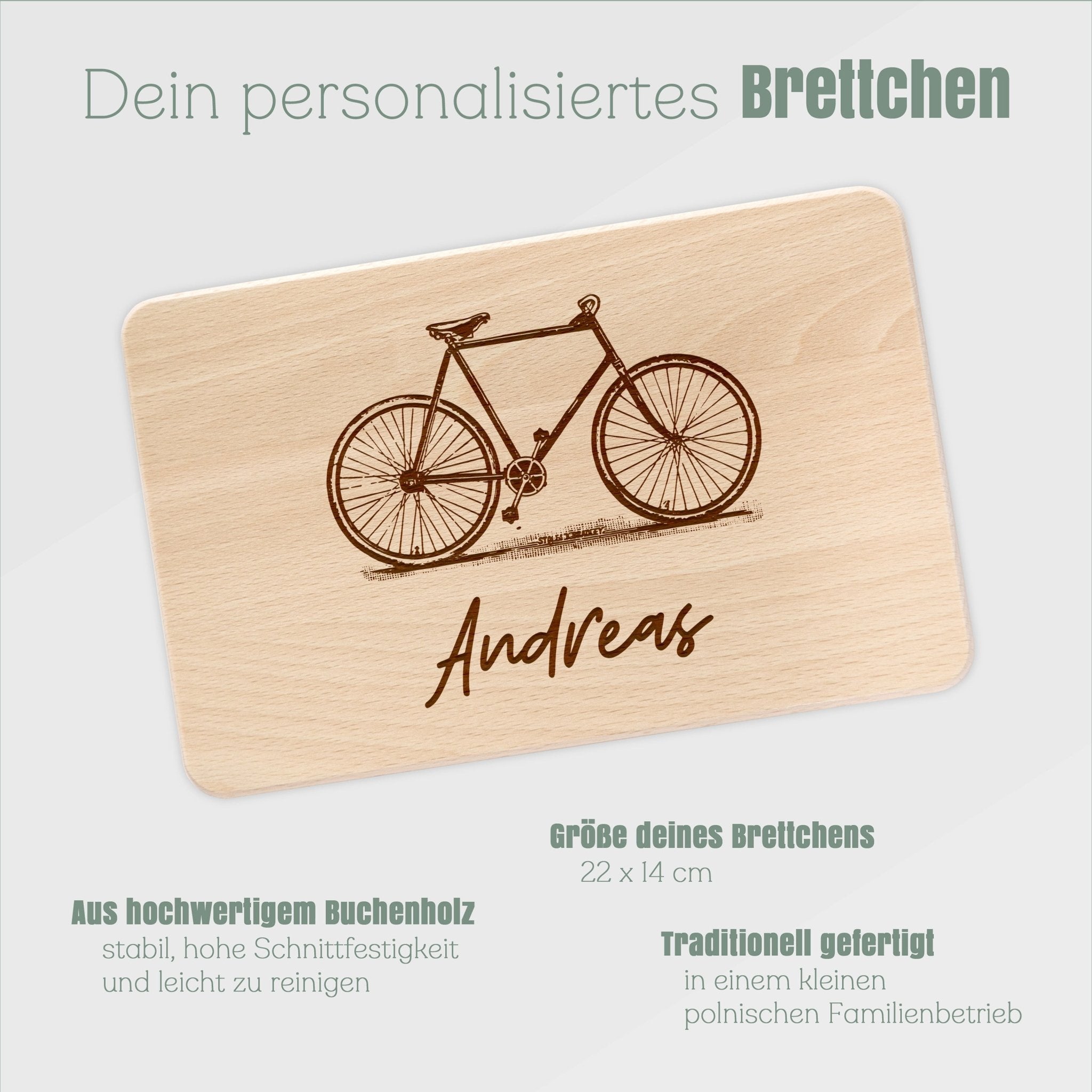 Frühstücksbrett Holz - Fahrrad - Abenteuernah