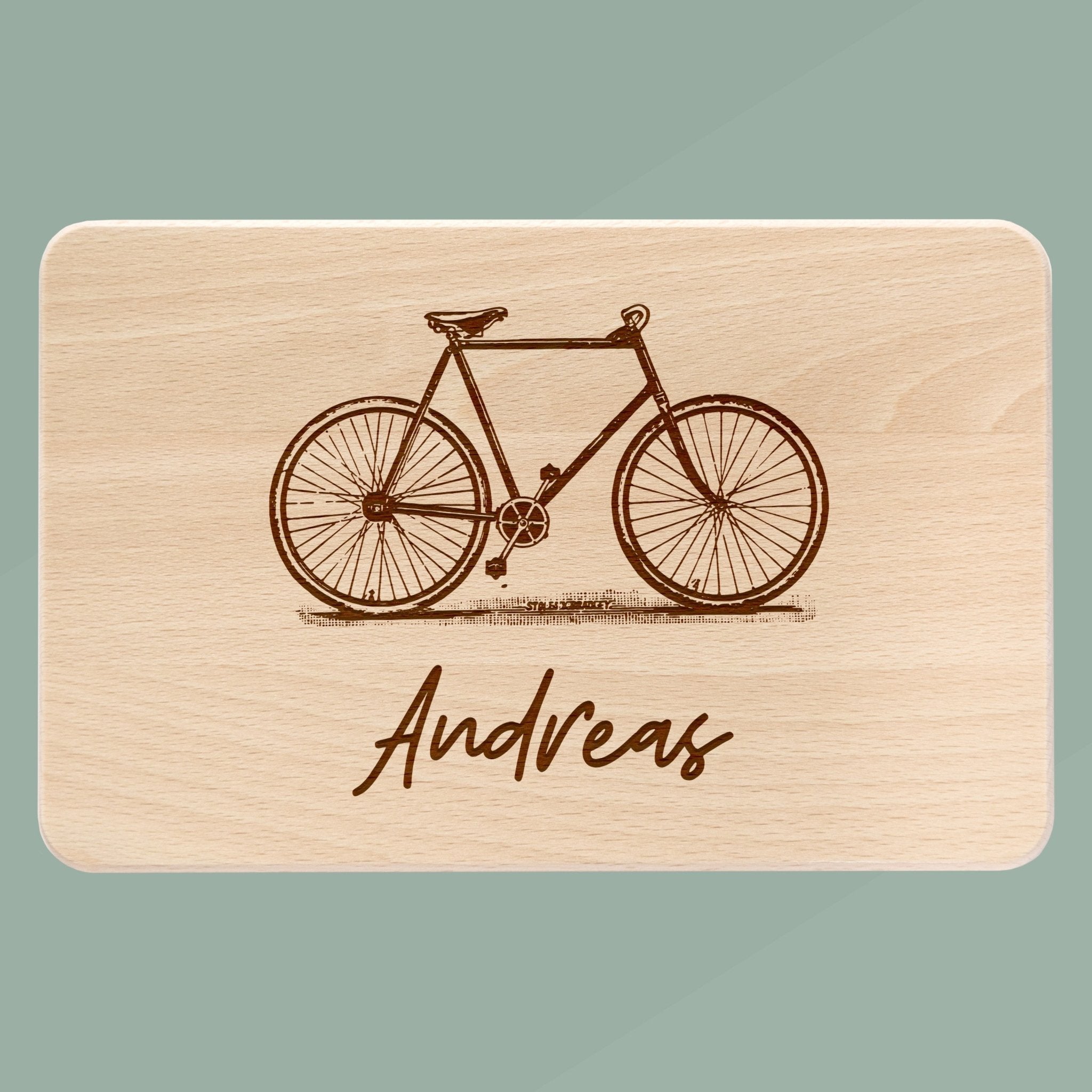 Frühstücksbrett Holz - Fahrrad - Abenteuernah