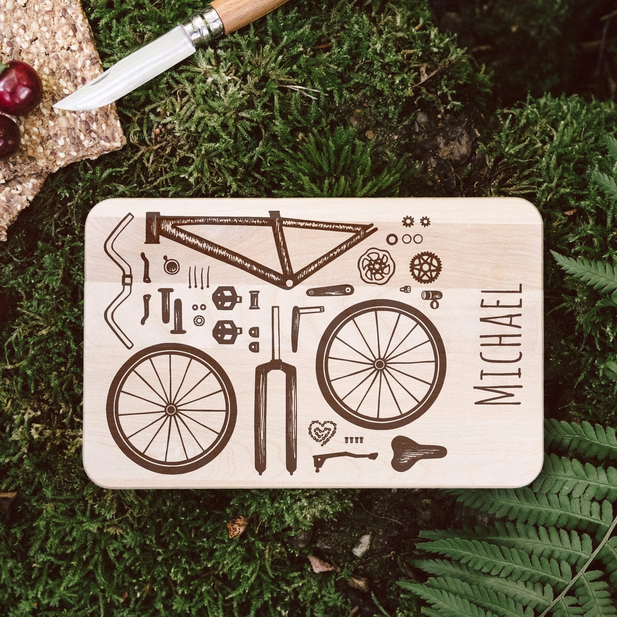 Frühstücksbrett Holz - Fahrradteile - Abenteuernah