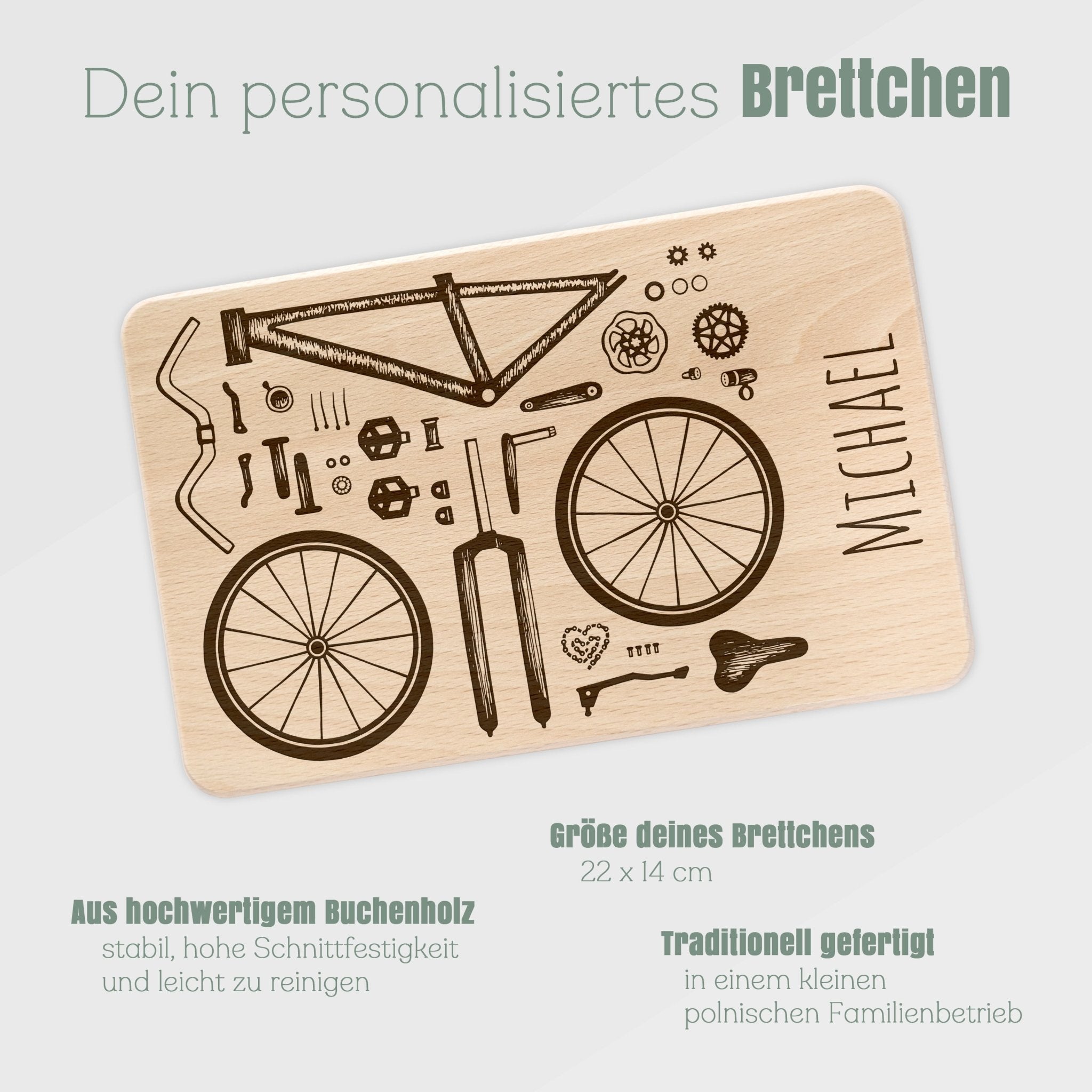 Frühstücksbrett Holz - Fahrradteile - Abenteuernah