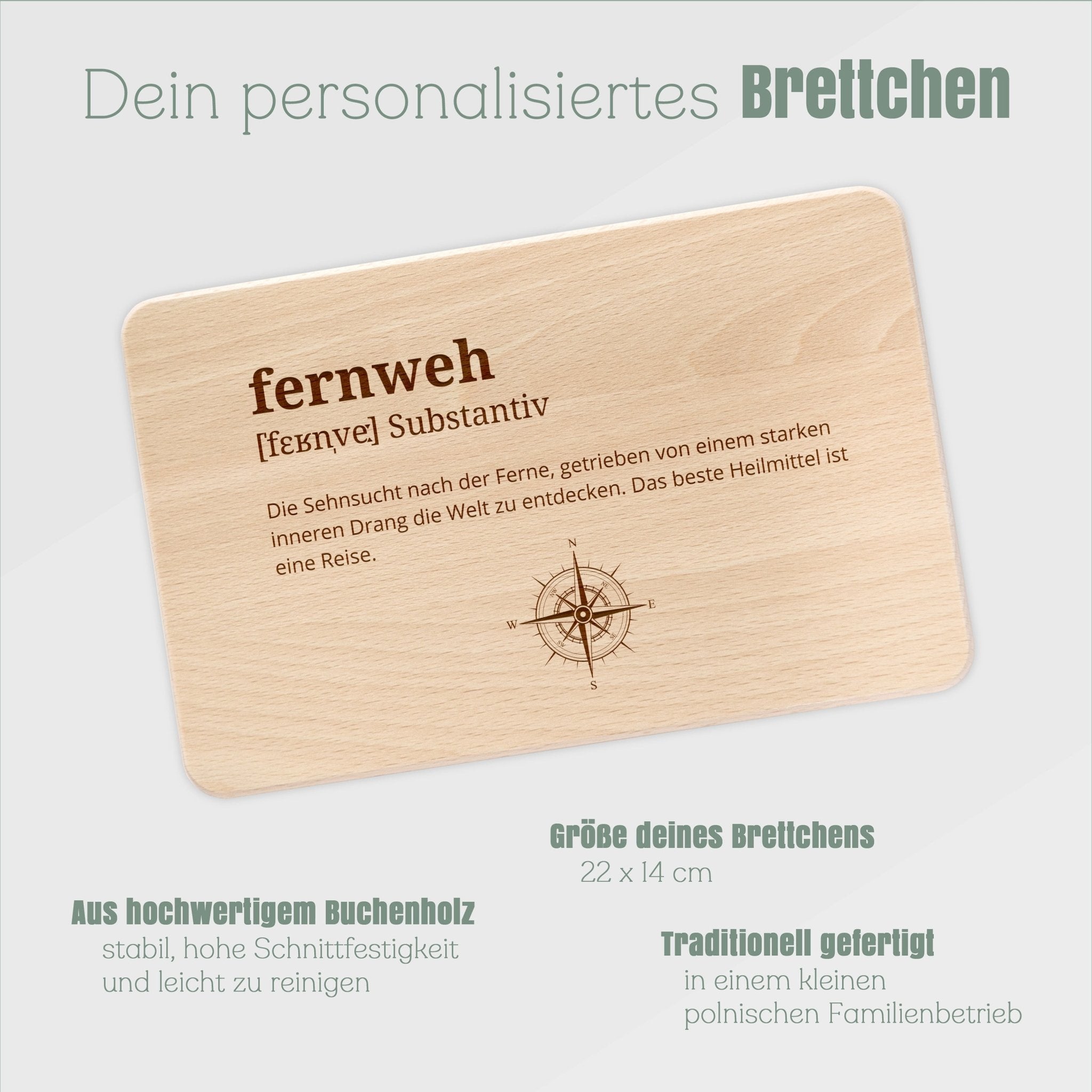 Frühstücksbrett Holz - fernweh Definition - Abenteuernah