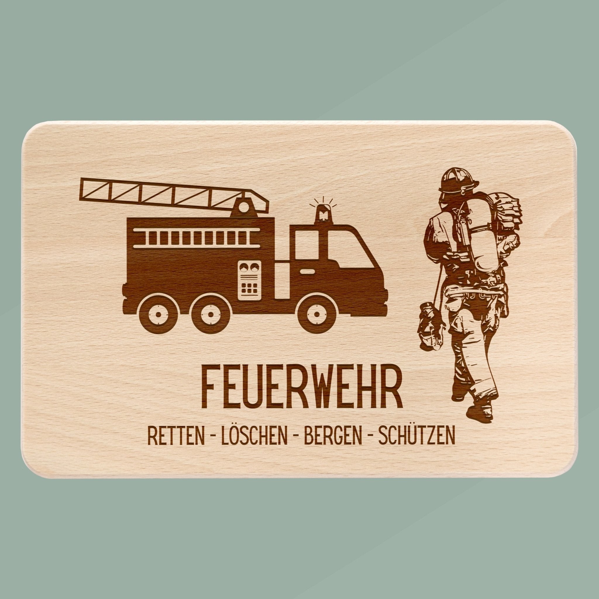 Frühstücksbrett Holz - Feuerwehr - Abenteuernah