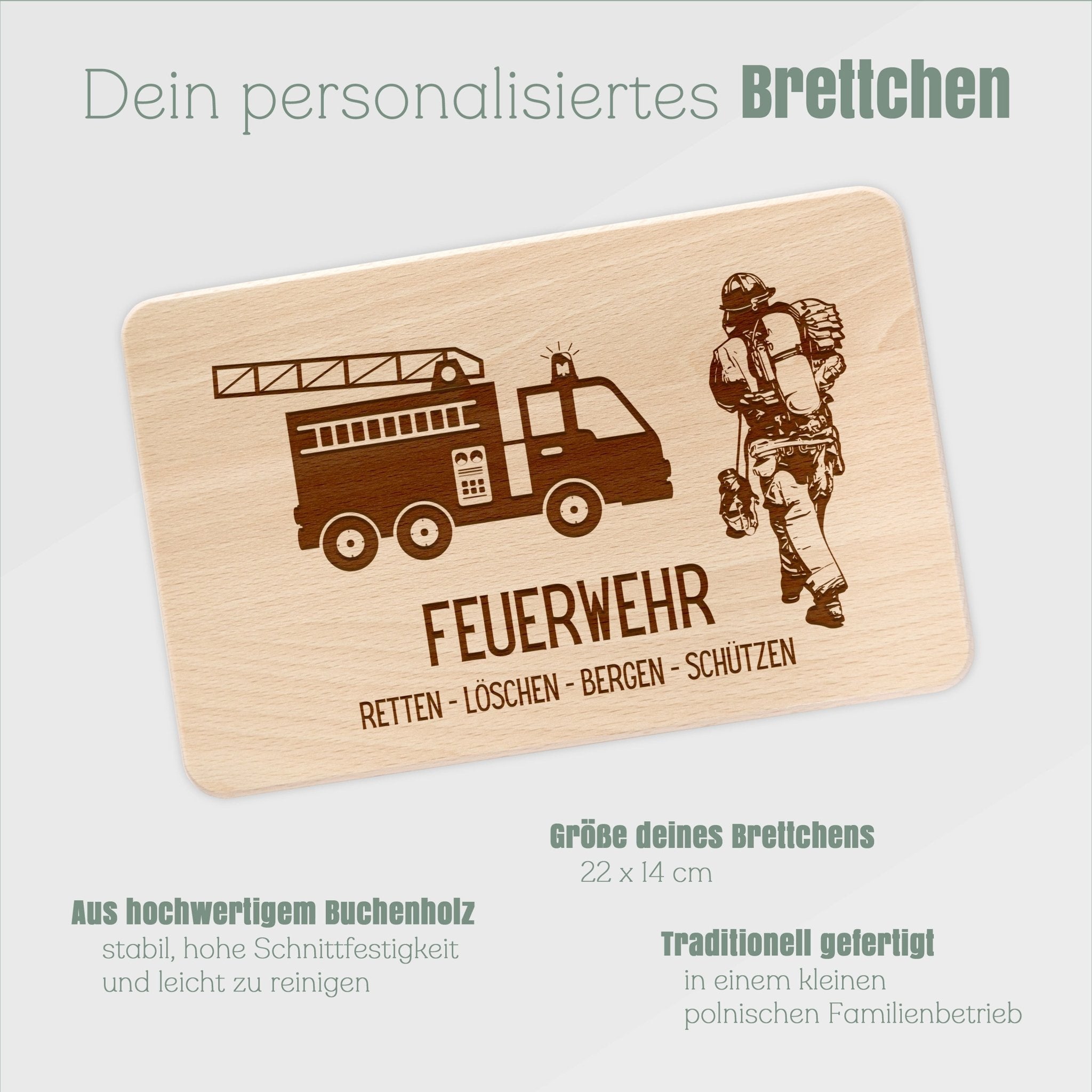 Frühstücksbrett Holz - Feuerwehr - Abenteuernah
