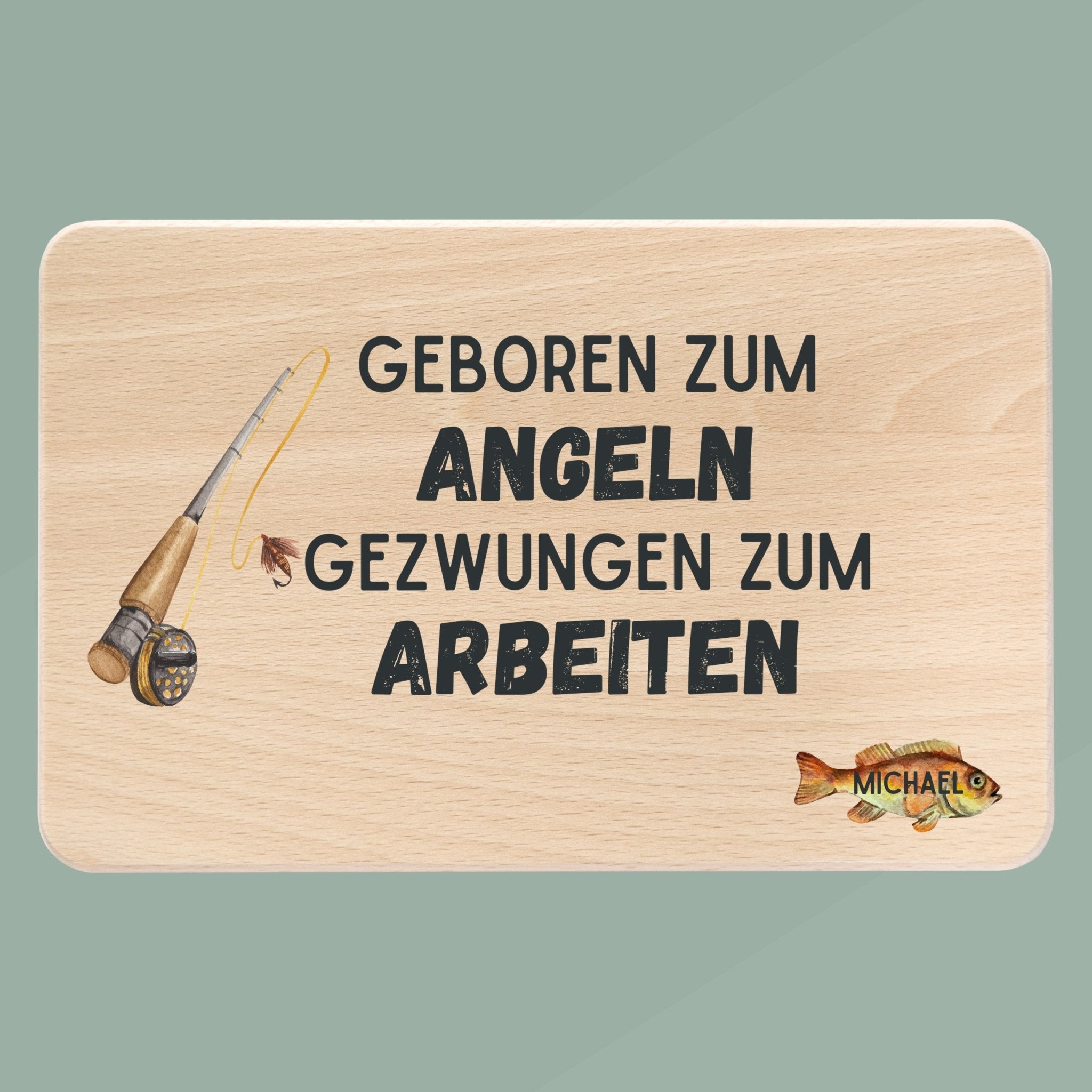 Frühstücksbrett Holz - Geboren zum Angeln farbig - Abenteuernah