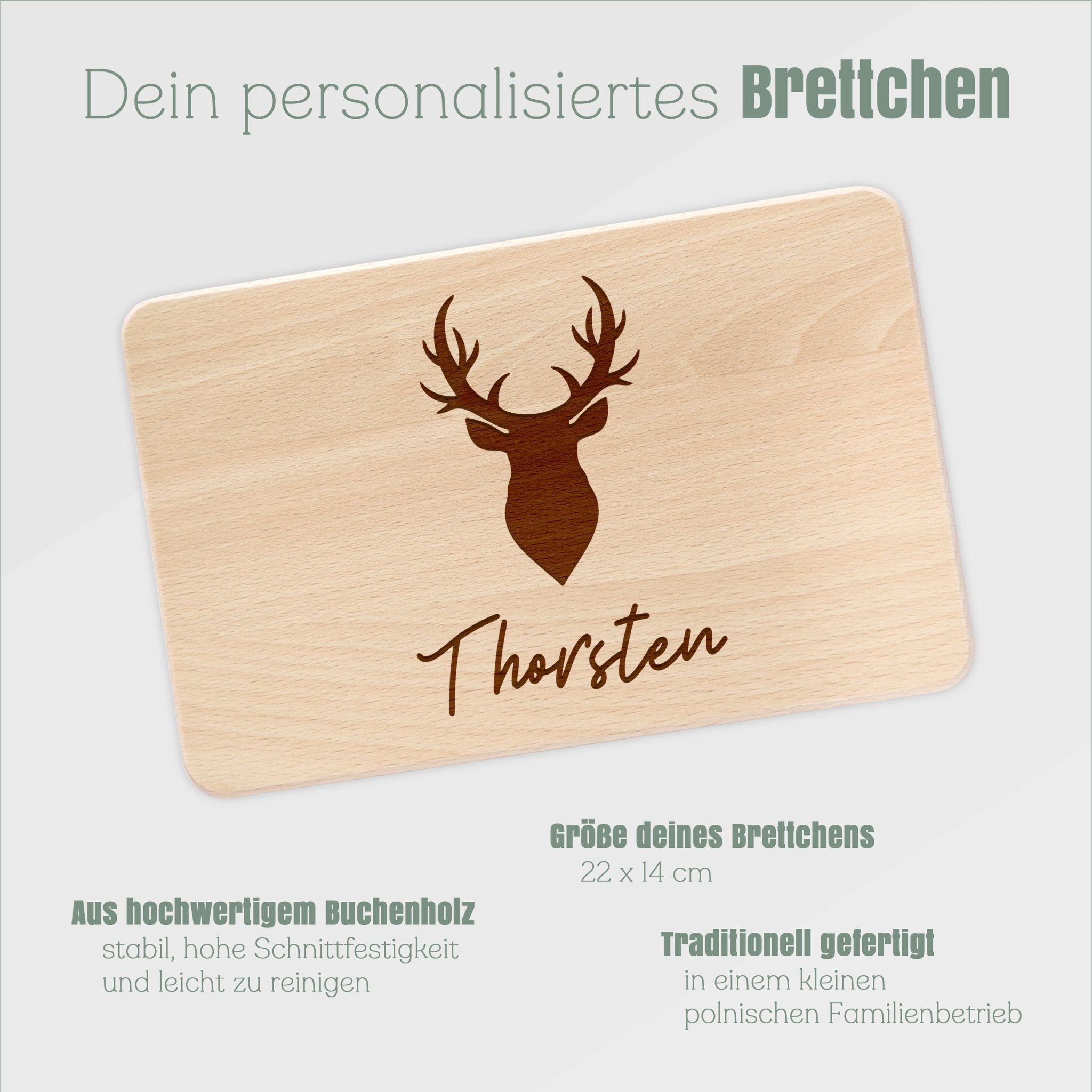 Frühstücksbrett Holz - Hirschkopf schwarz - Abenteuernah