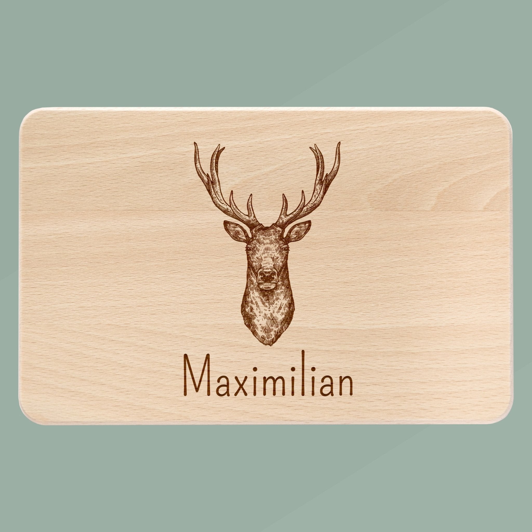 Frühstücksbrett Holz - Hirschkopf Zeichnung - Abenteuernah