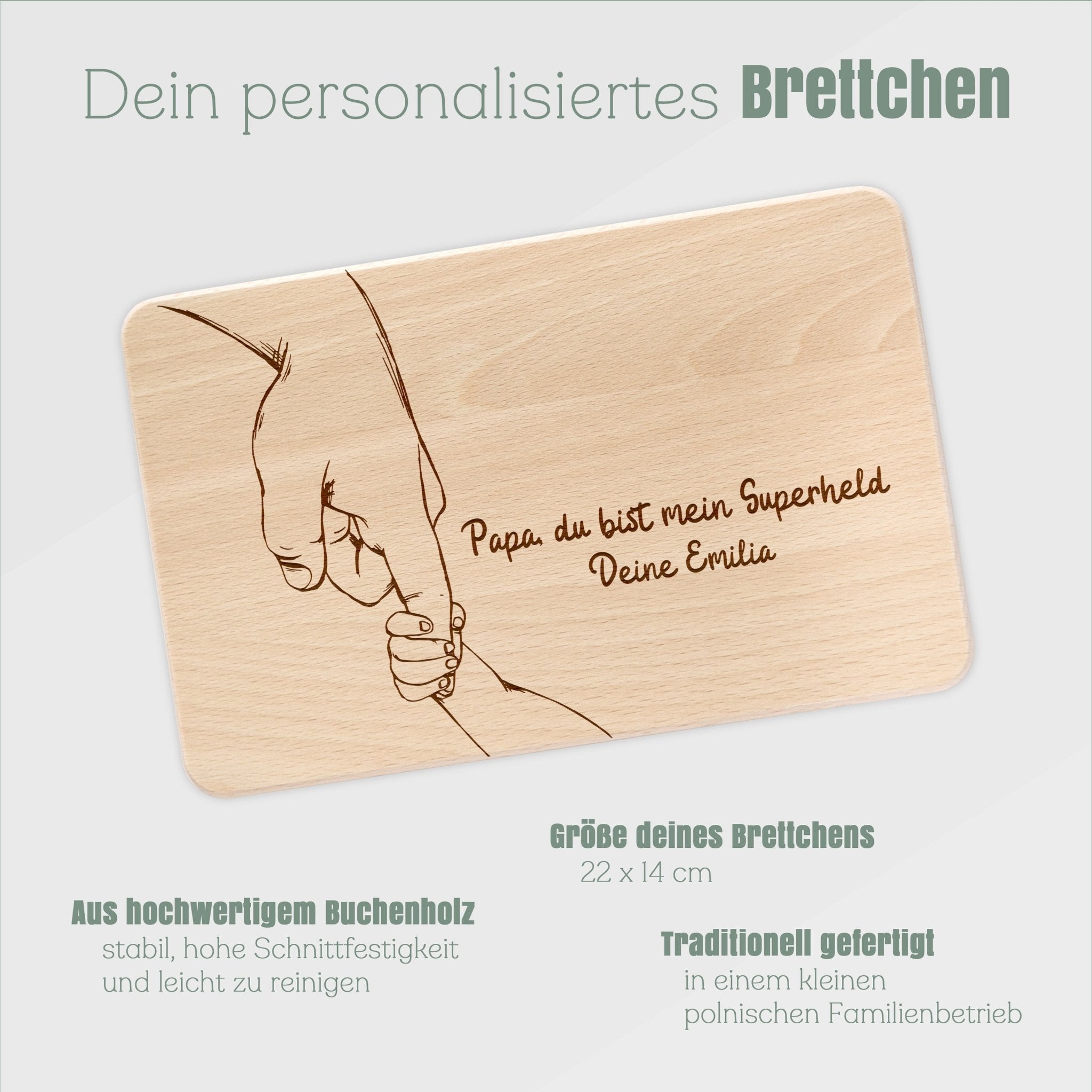 Frühstücksbrett Holz - Papa mein Superheld - Abenteuernah
