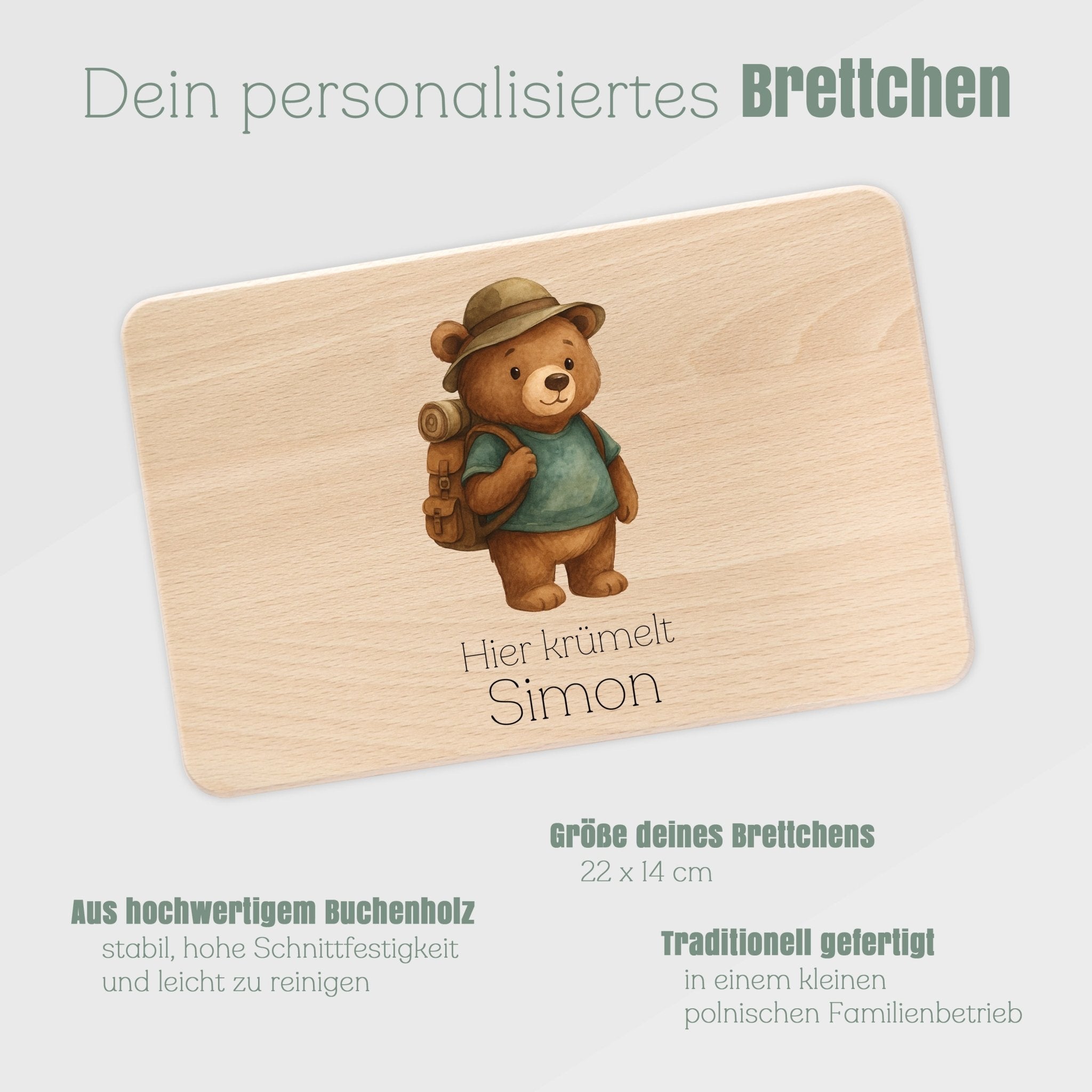 Frühstücksbrett Holz - Pfadfinder - Bär - Abenteuernah