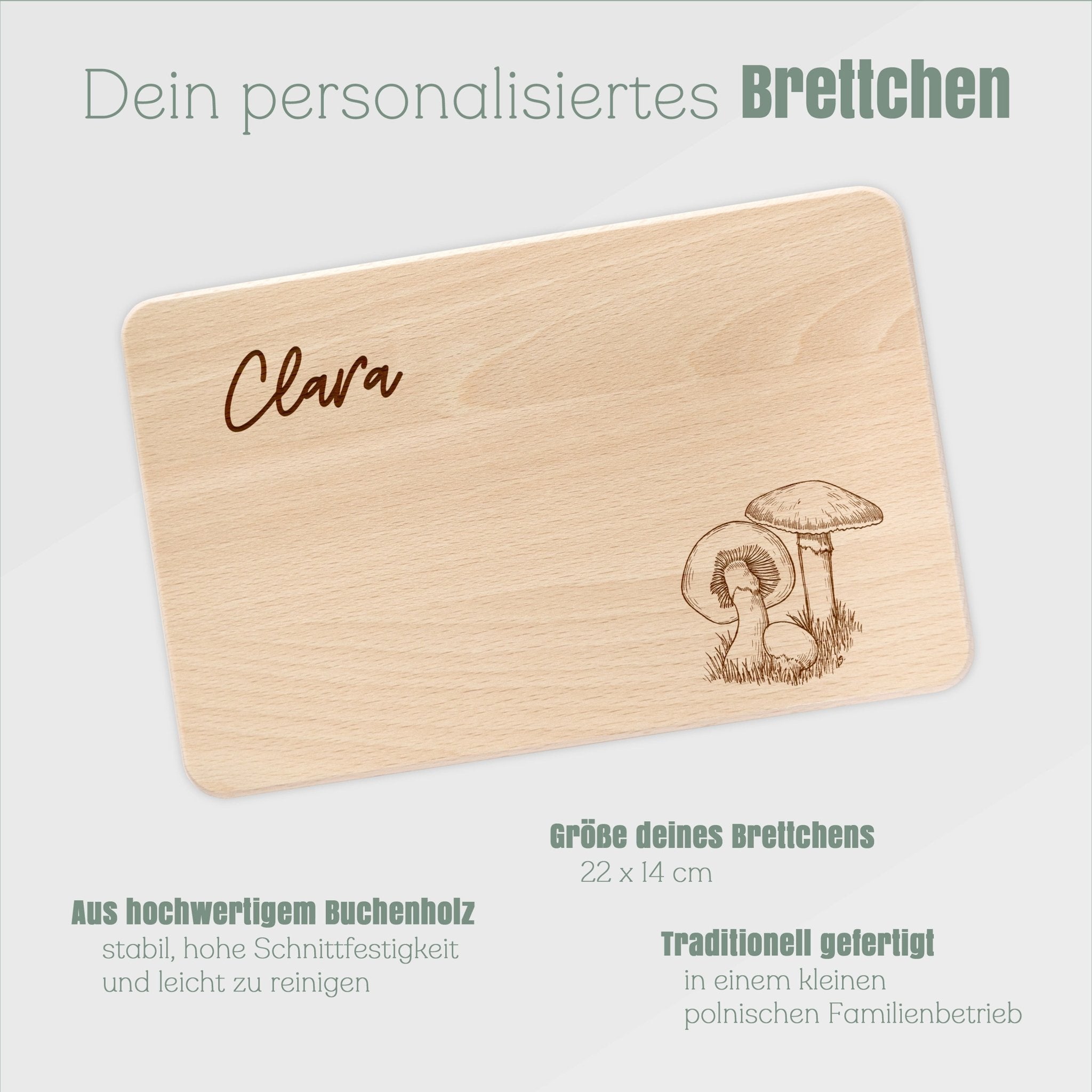 Frühstücksbrett Holz - Pilze - Abenteuernah