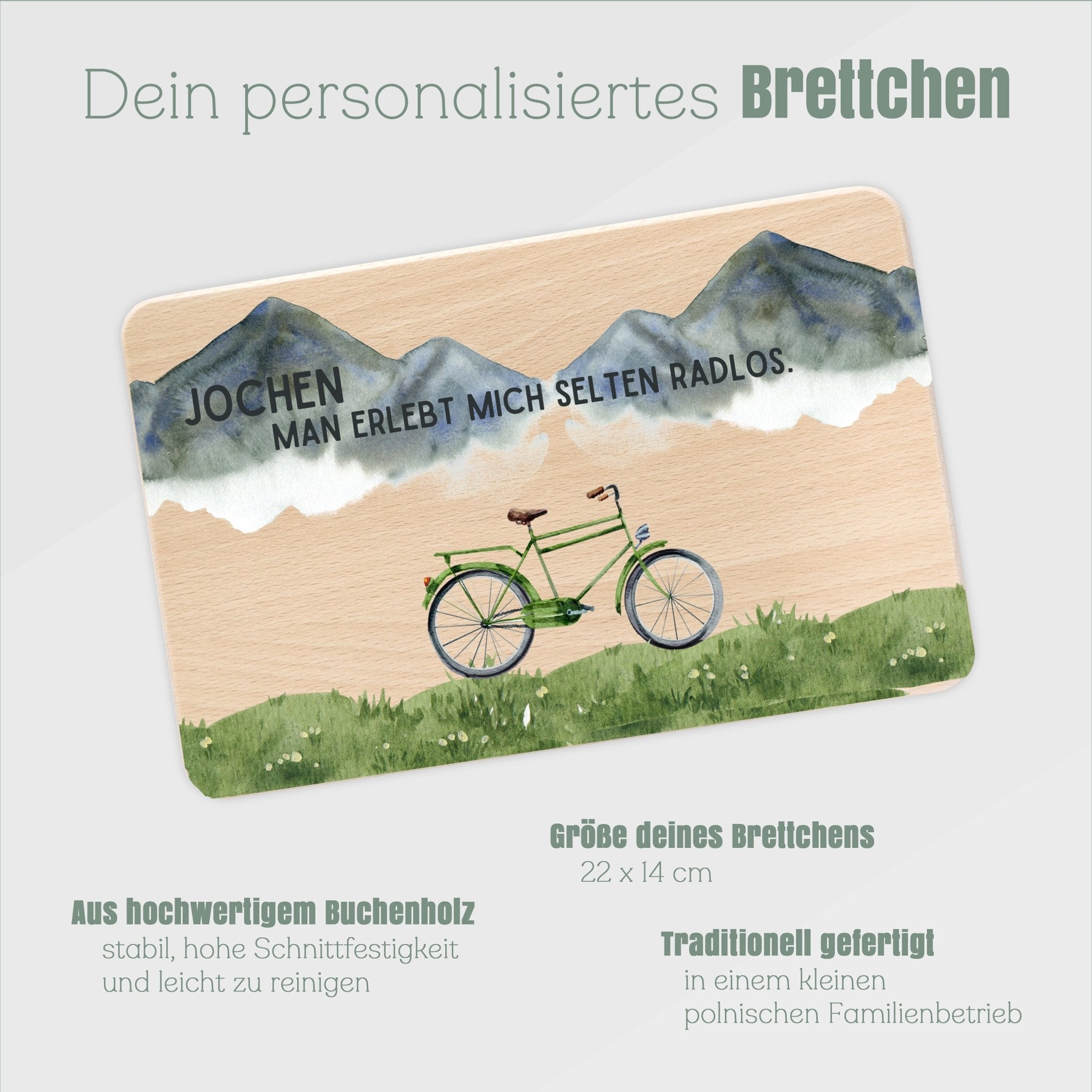 Frühstücksbrett Holz - Selten Radlos Farbig - Abenteuernah