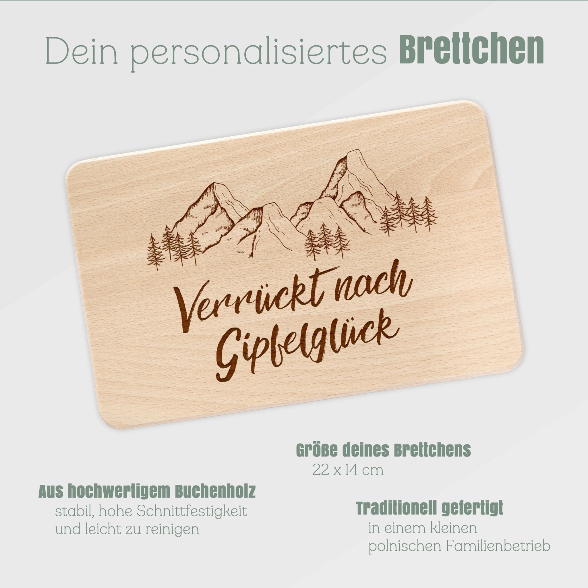 Frühstücksbrett Holz - Verrückt nach Gipfelglück - Abenteuernah