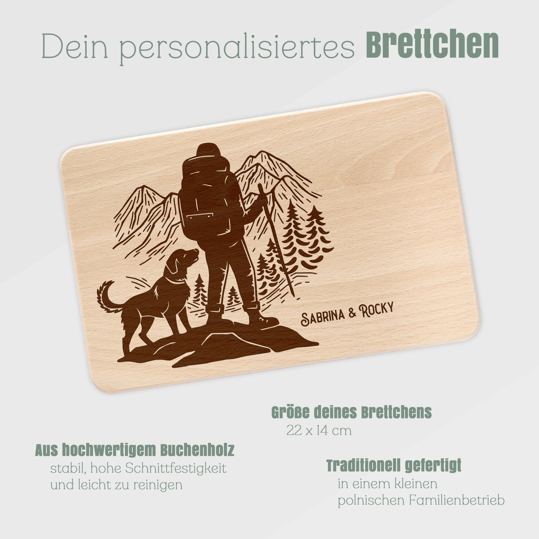 Frühstücksbrett Holz - Wanderbuddy - Abenteuernah