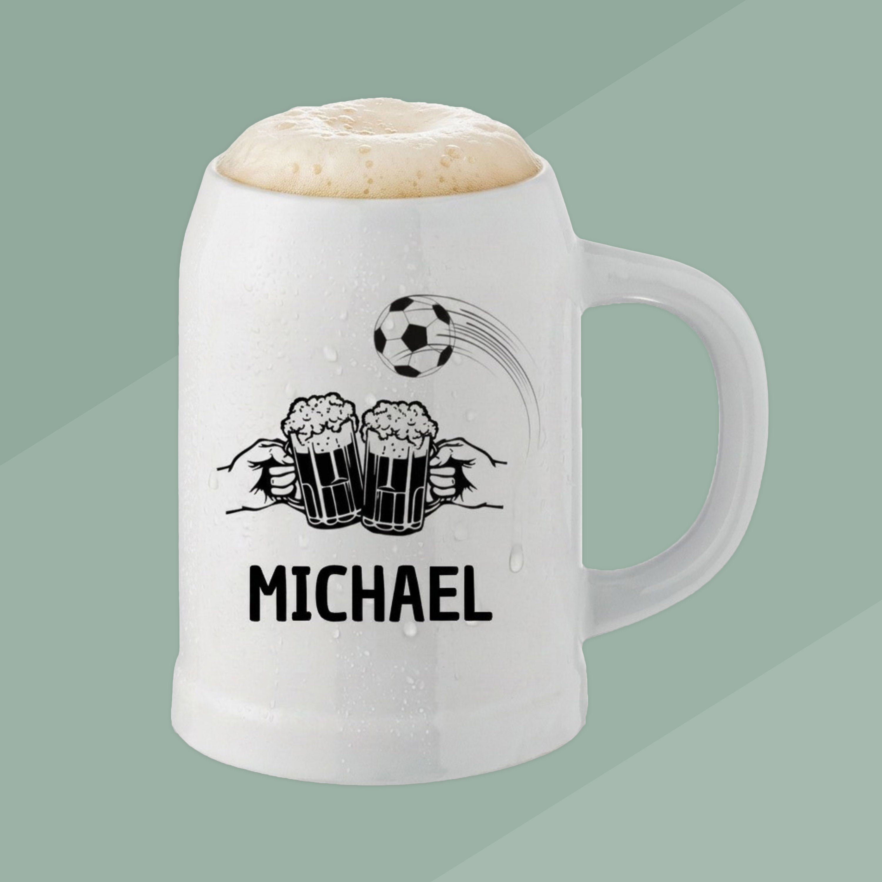 Bierkrug Keramik personalisiert - Fußball