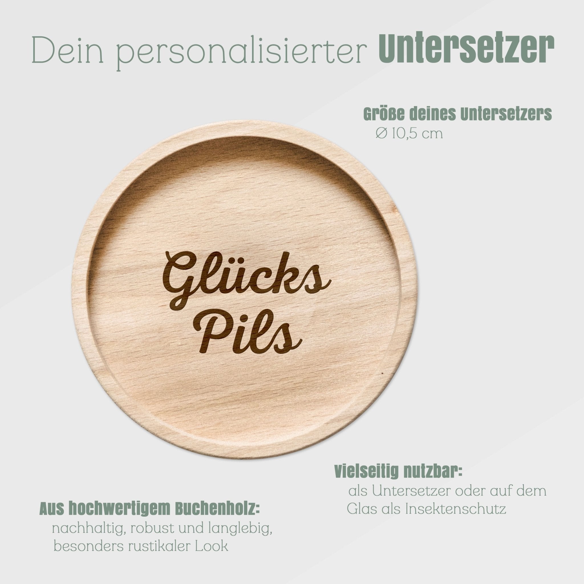 Glasuntersetzer Holz - Glückspils - Abenteuernah