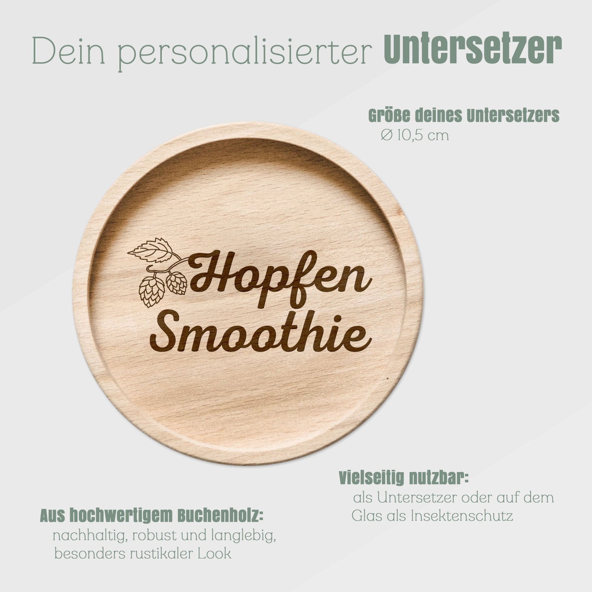 Glasuntersetzer Holz - Hopfen Smoothie - Abenteuernah