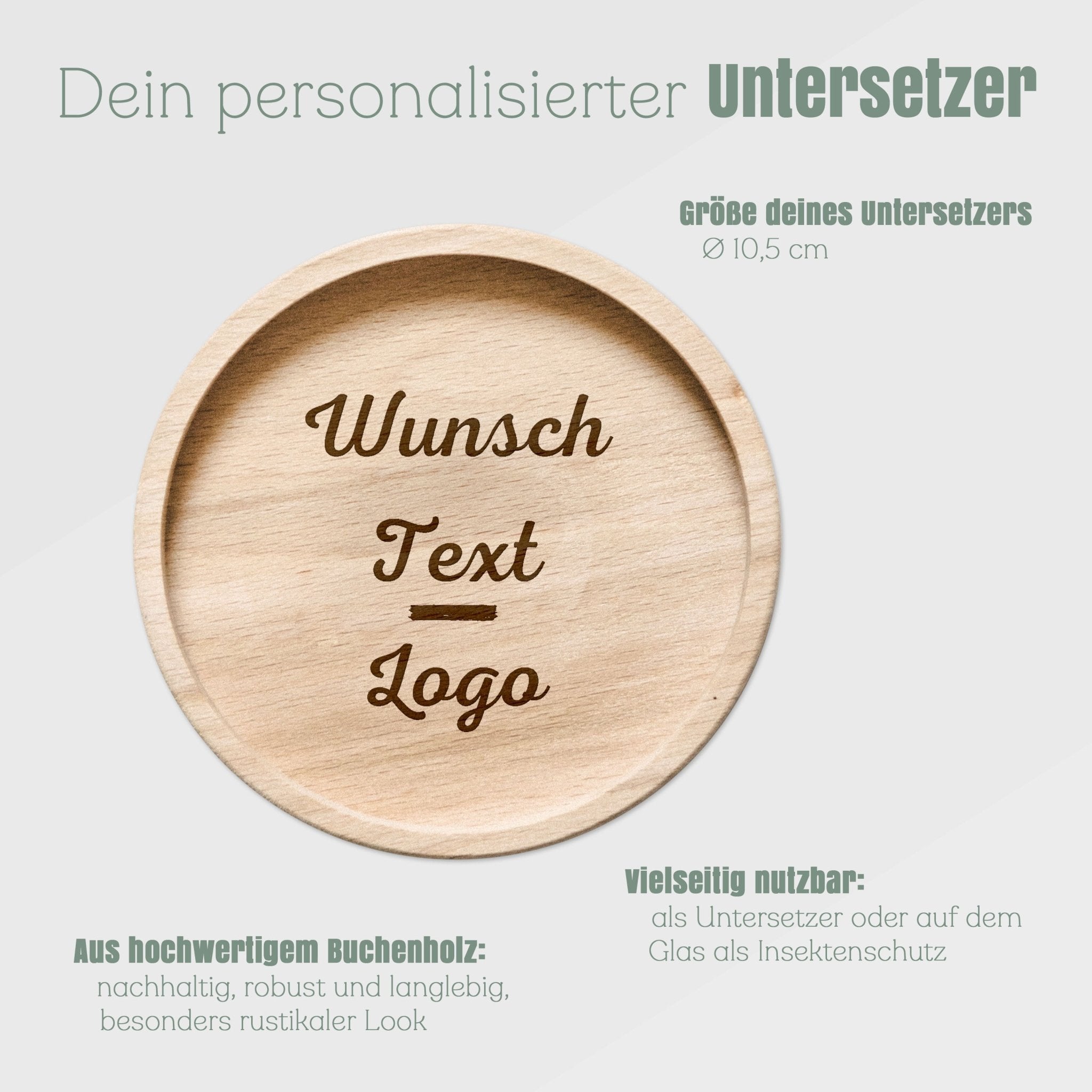 Glasuntersetzer Holz - Wunschtext / Logo - Abenteuernah