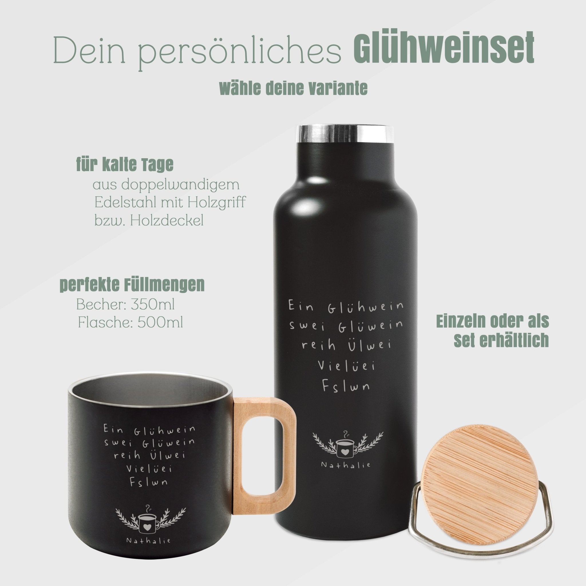 Glühwein - Set Thermobecher & Thermosflasche - Abenteuernah