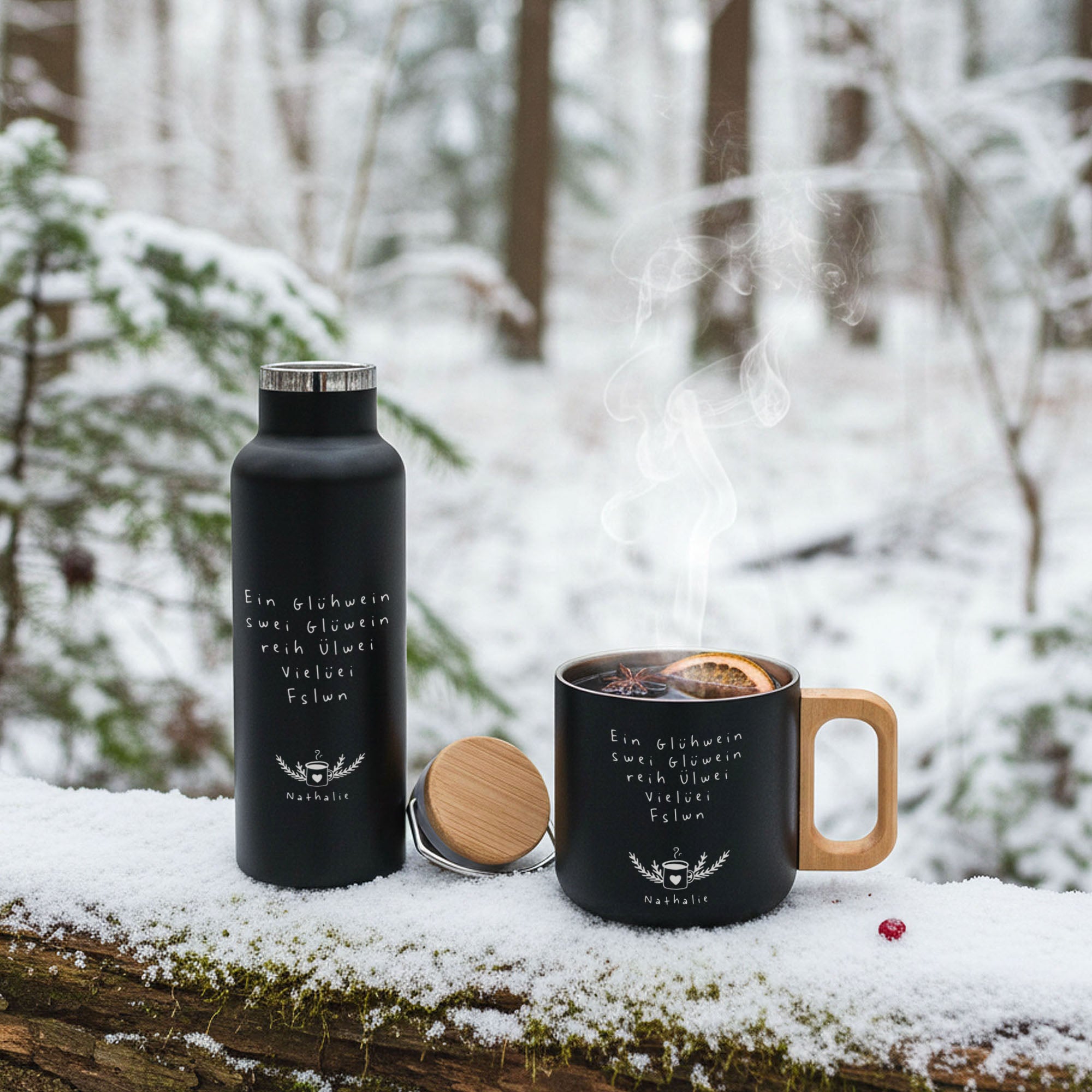 Glühwein - Set Thermobecher & Thermosflasche - Abenteuernah