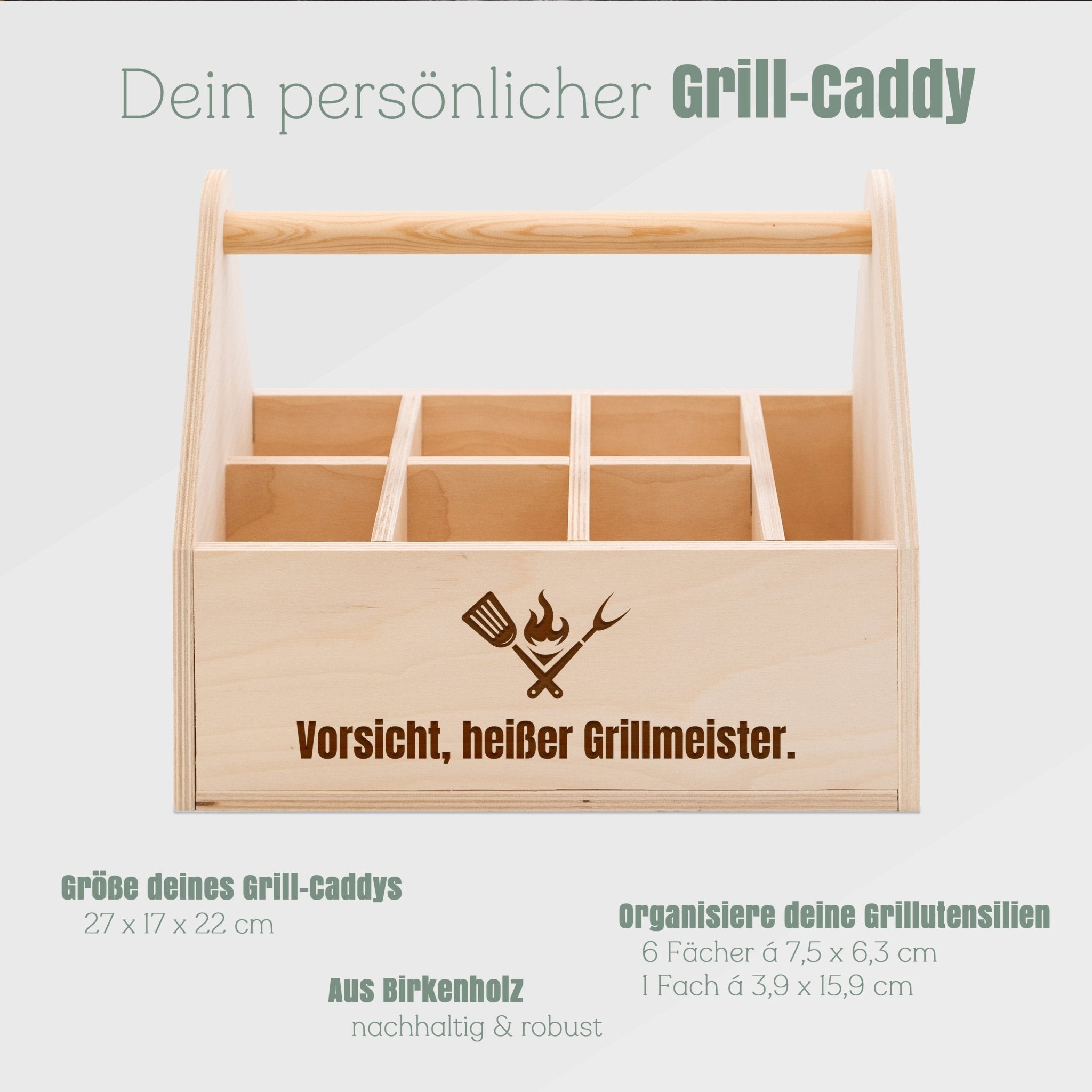 Grill - Caddy aus Holz - Vorsicht, heißer Grillmeister. - Abenteuernah