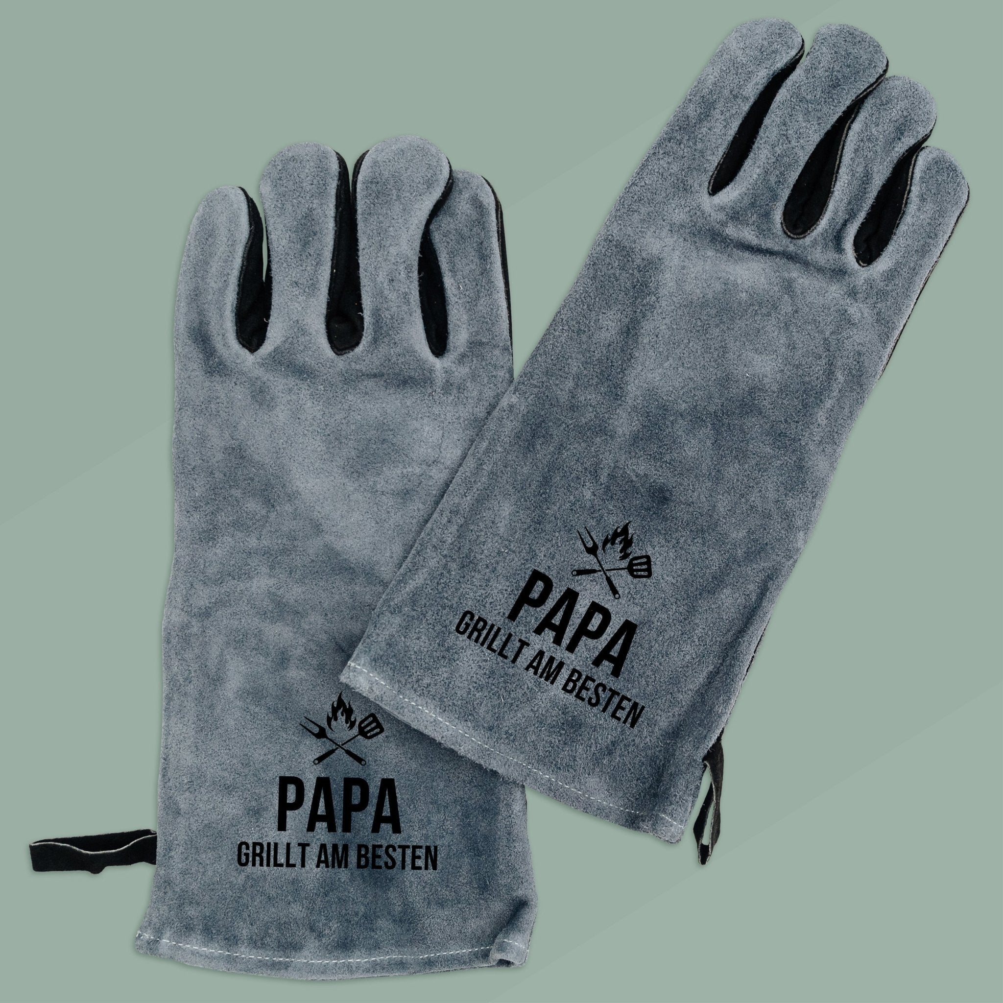 Grillhandschuh Leder - Papa grillt am Besten - Abenteuernah