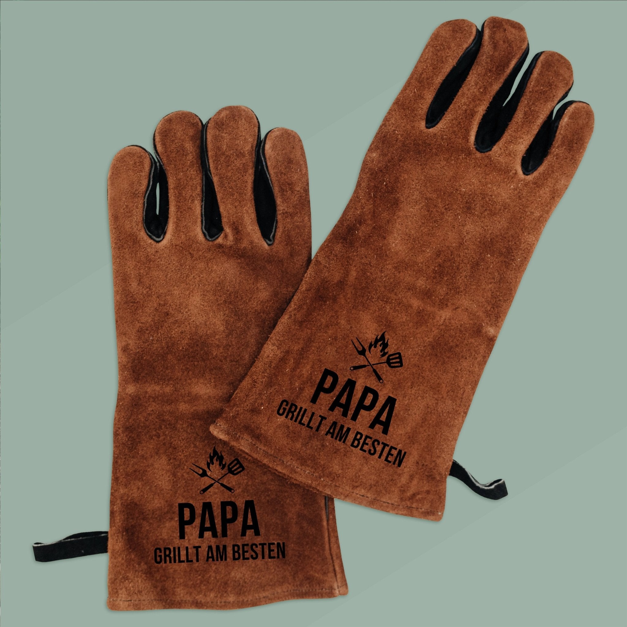 Grillhandschuh Leder - Papa grillt am Besten - Abenteuernah
