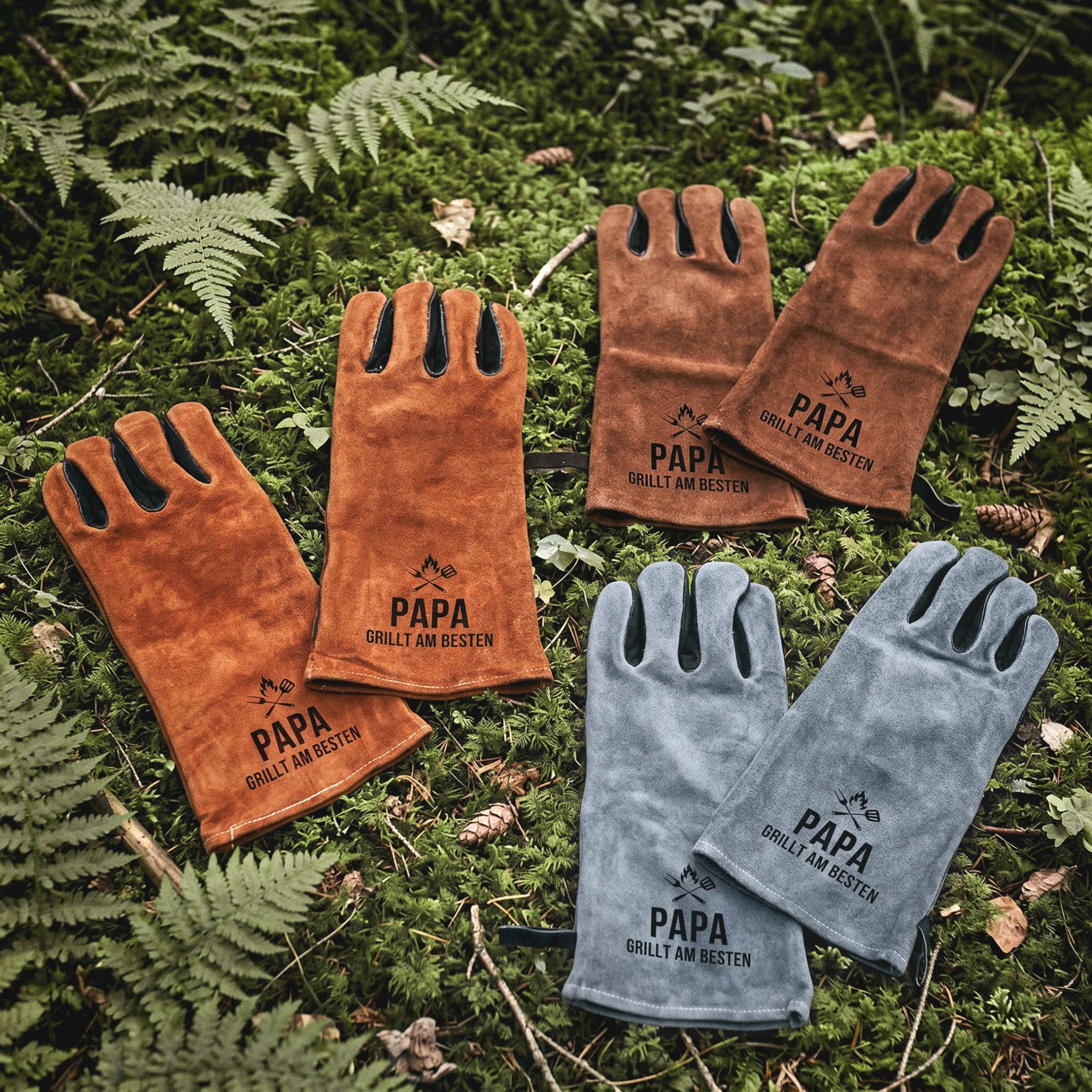 Grillset Handschuhe & Tasche - Papa grillt am Besten - Abenteuernah