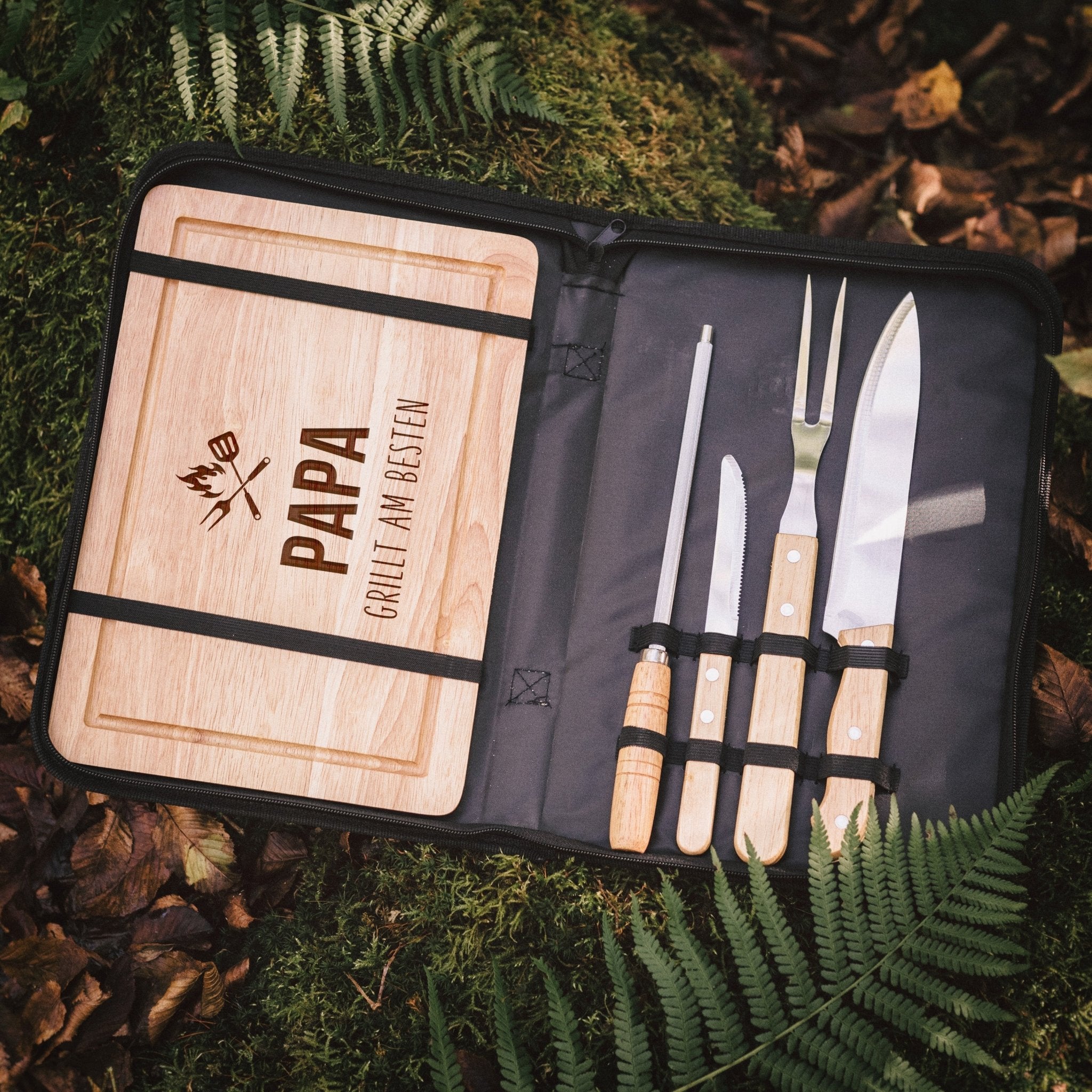 Grillset und Tasche - Papa grillt am Besten - Abenteuernah