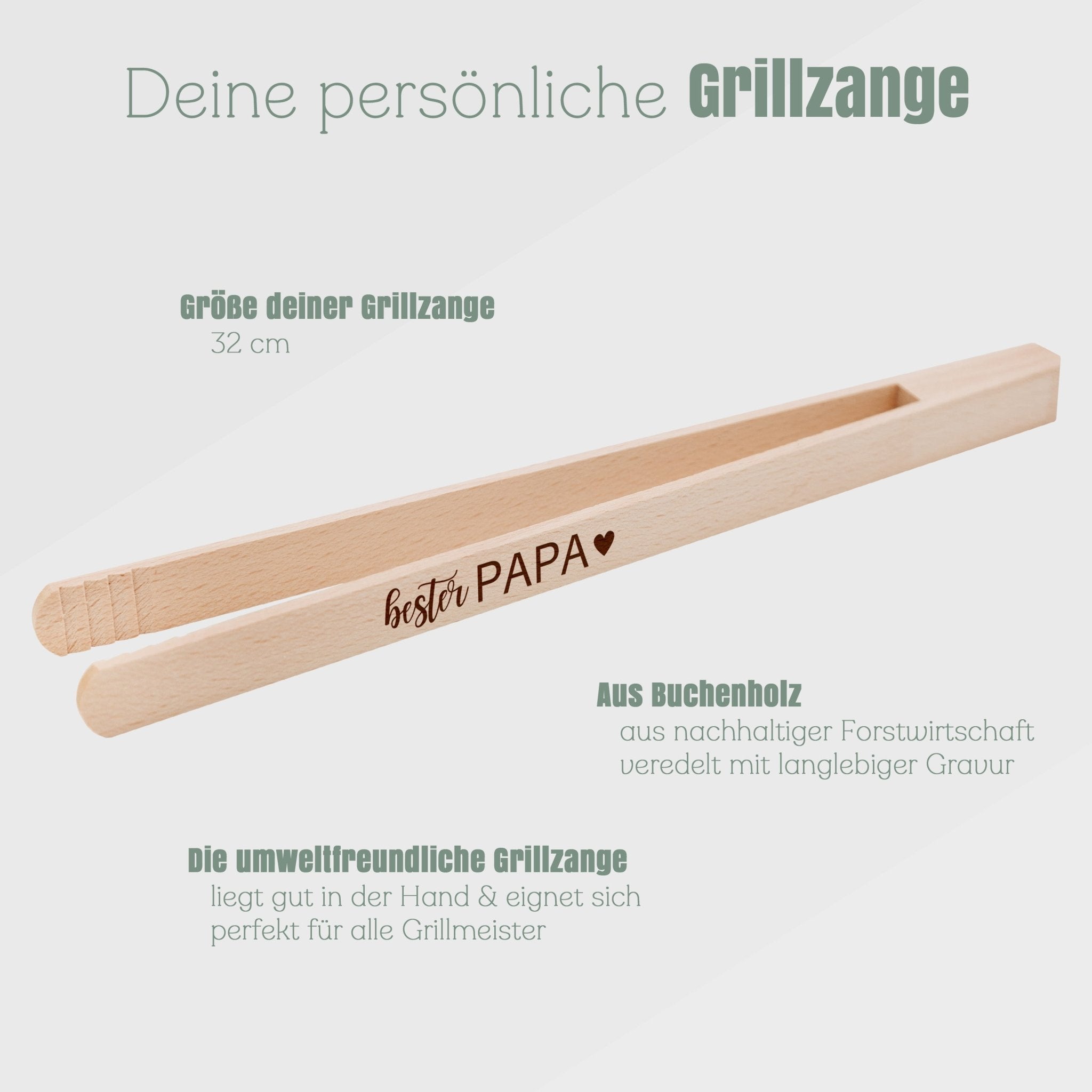 Grillzange aus Holz - bester Papa - Abenteuernah