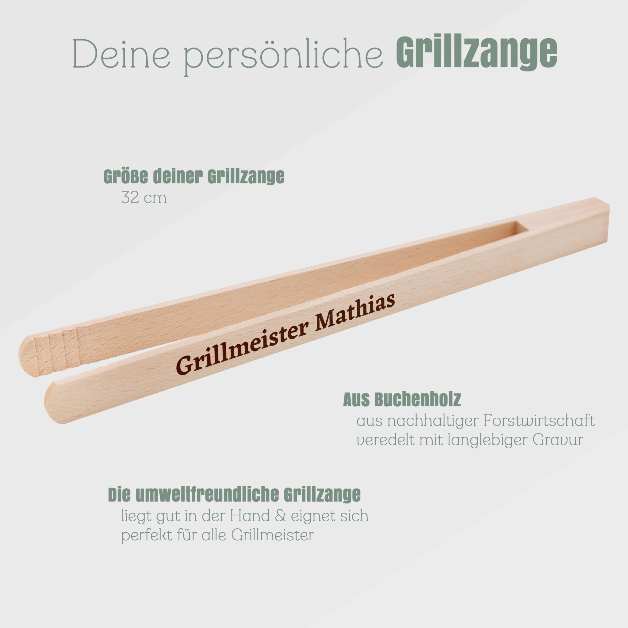Grillzange aus Holz - Grillmeister - Abenteuernah