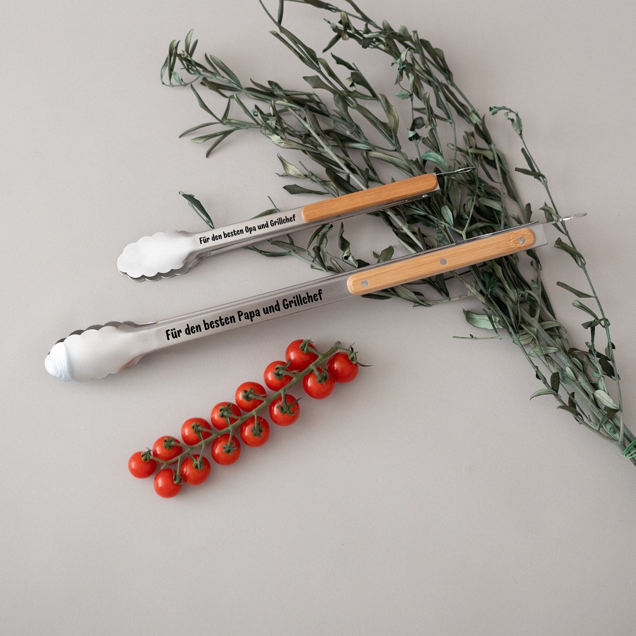 Grillzange Edelstahl mit Holzgriff - Grillchef - Abenteuernah