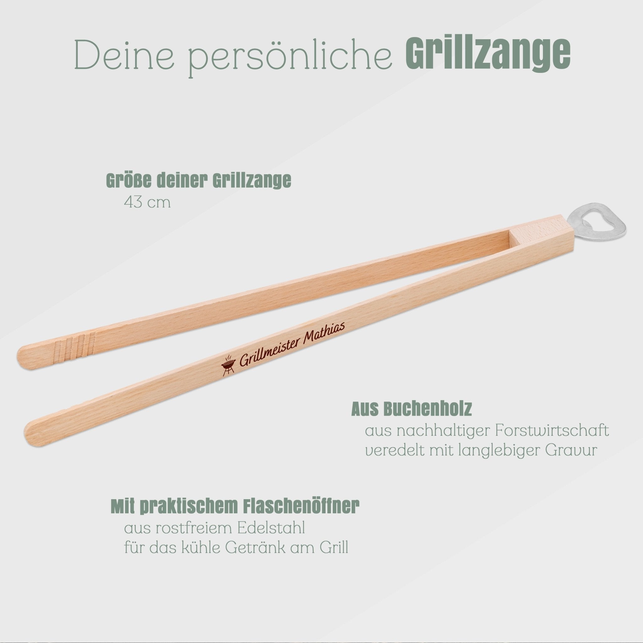 Grillzange mit Flaschenöffner - Grillmeister - Abenteuernah
