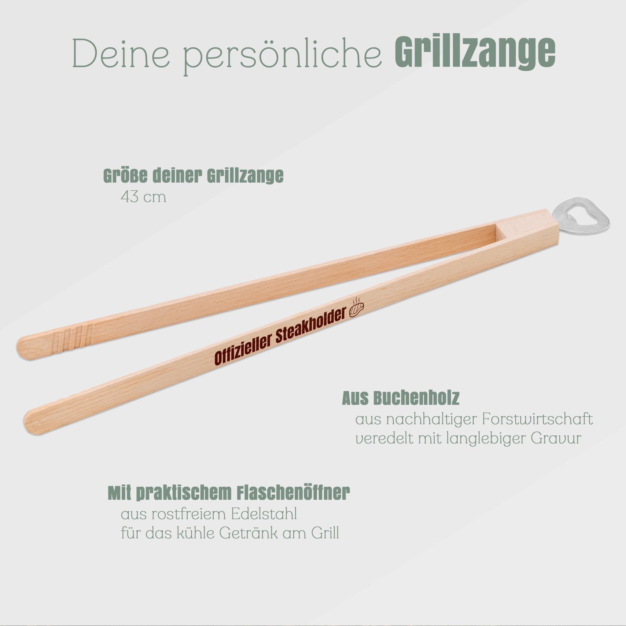 Grillzange mit Flaschenöffner - Offizieller Steakholder - Abenteuernah