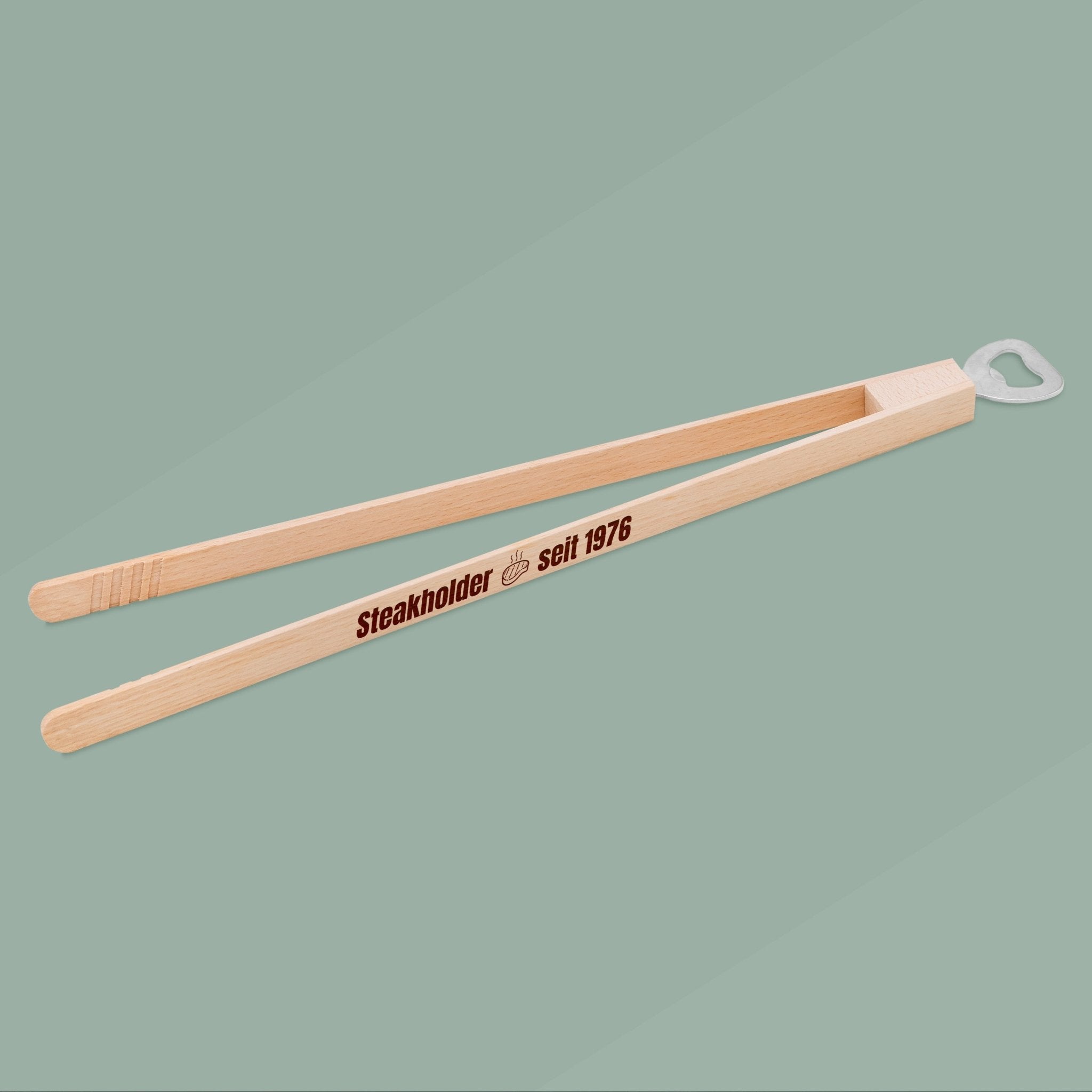 Grillzange mit Flaschenöffner - Steakholder seit - Abenteuernah