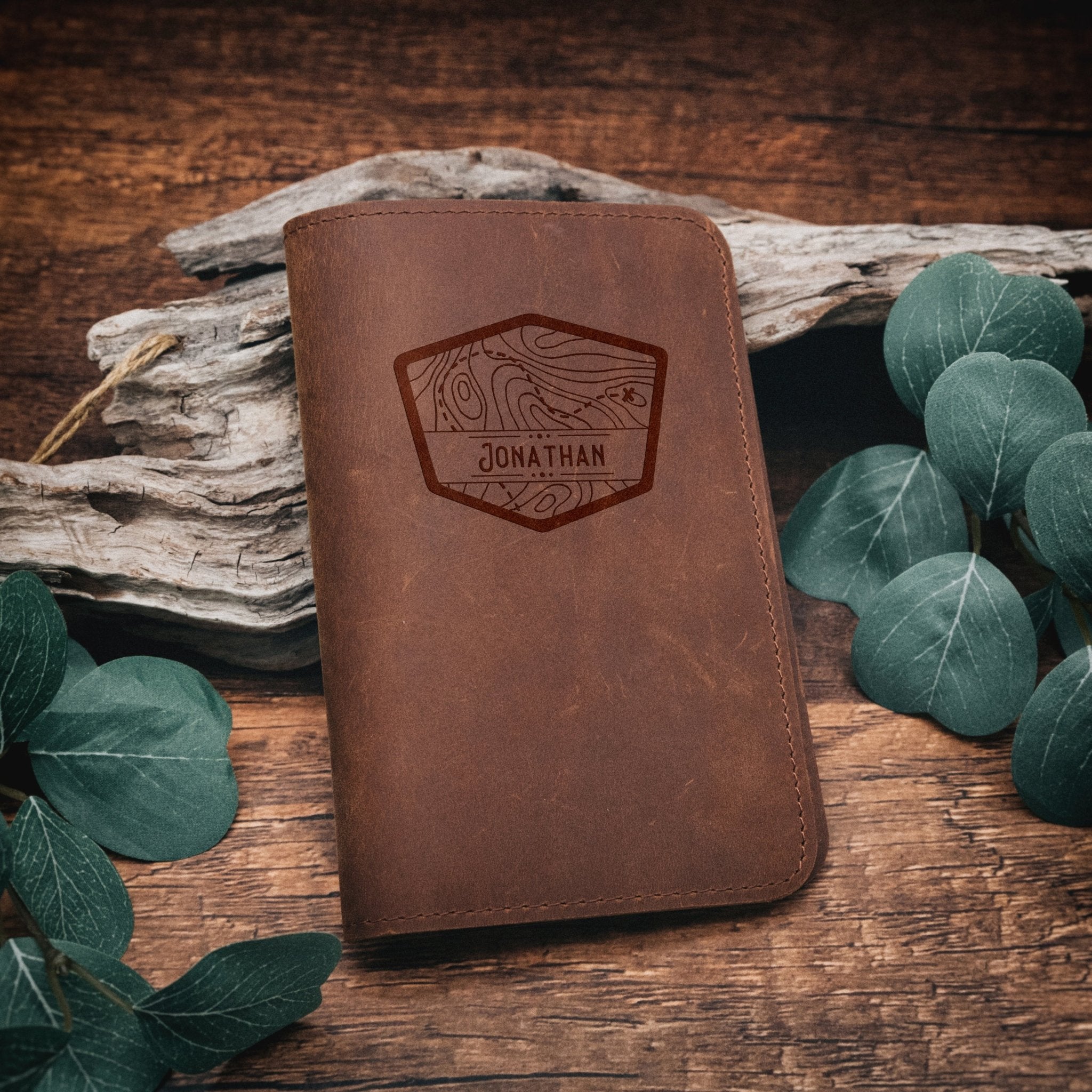 Journal aus echtem Leder - Reisemotive + Wunschname - Abenteuernah