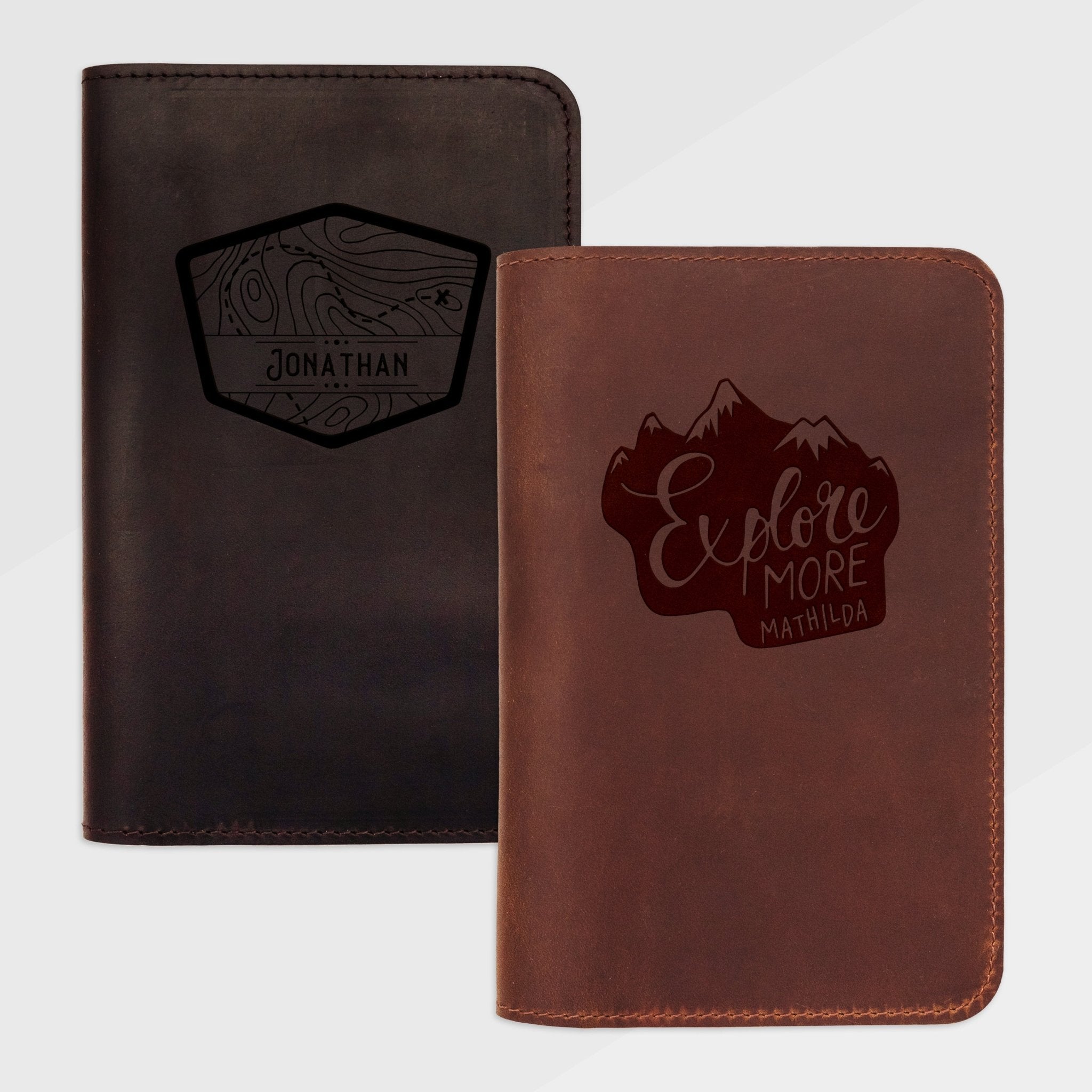 Journal aus echtem Leder - Reisemotive + Wunschname - Abenteuernah