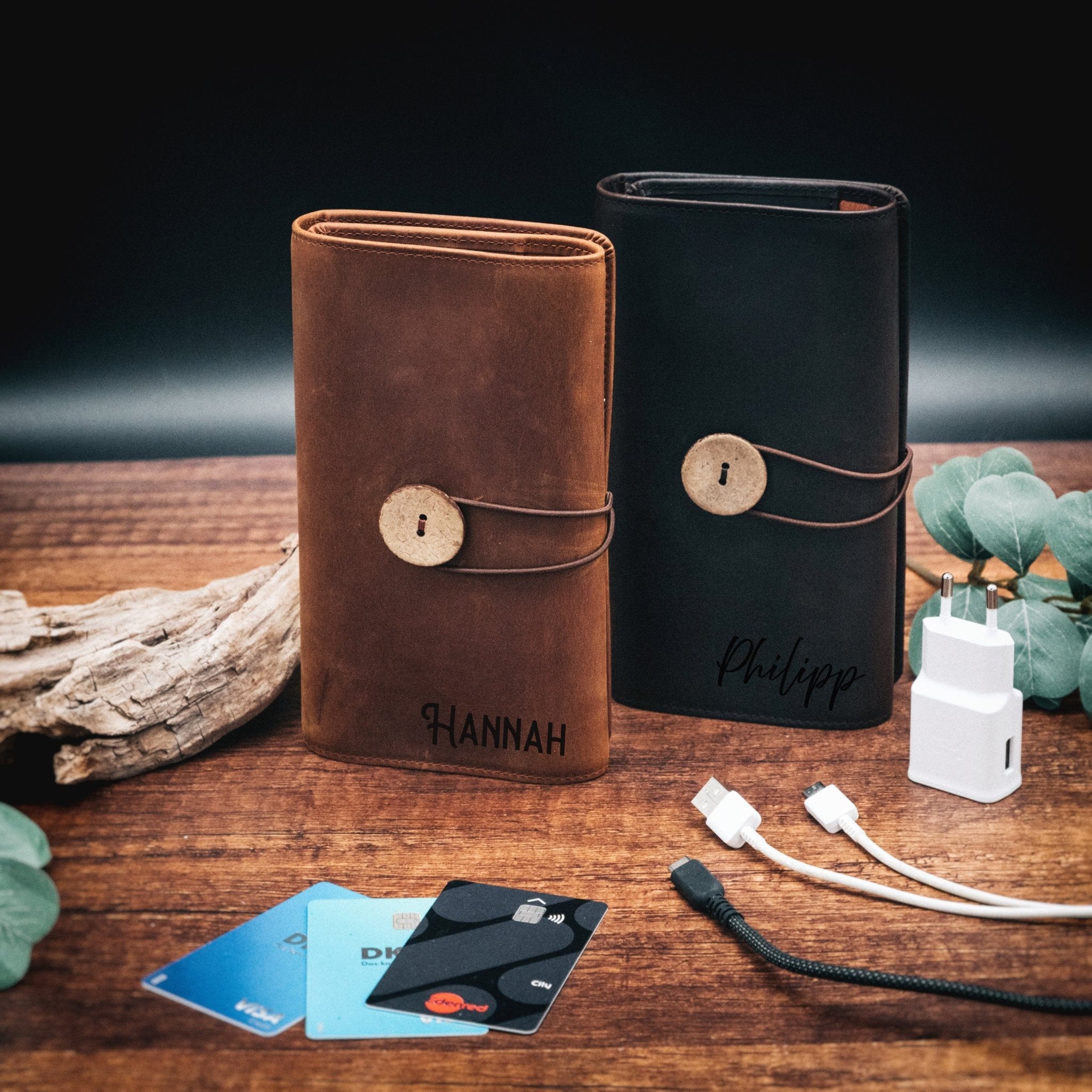 Kabelorganizer aus echtem Leder - Wunschname - Abenteuernah