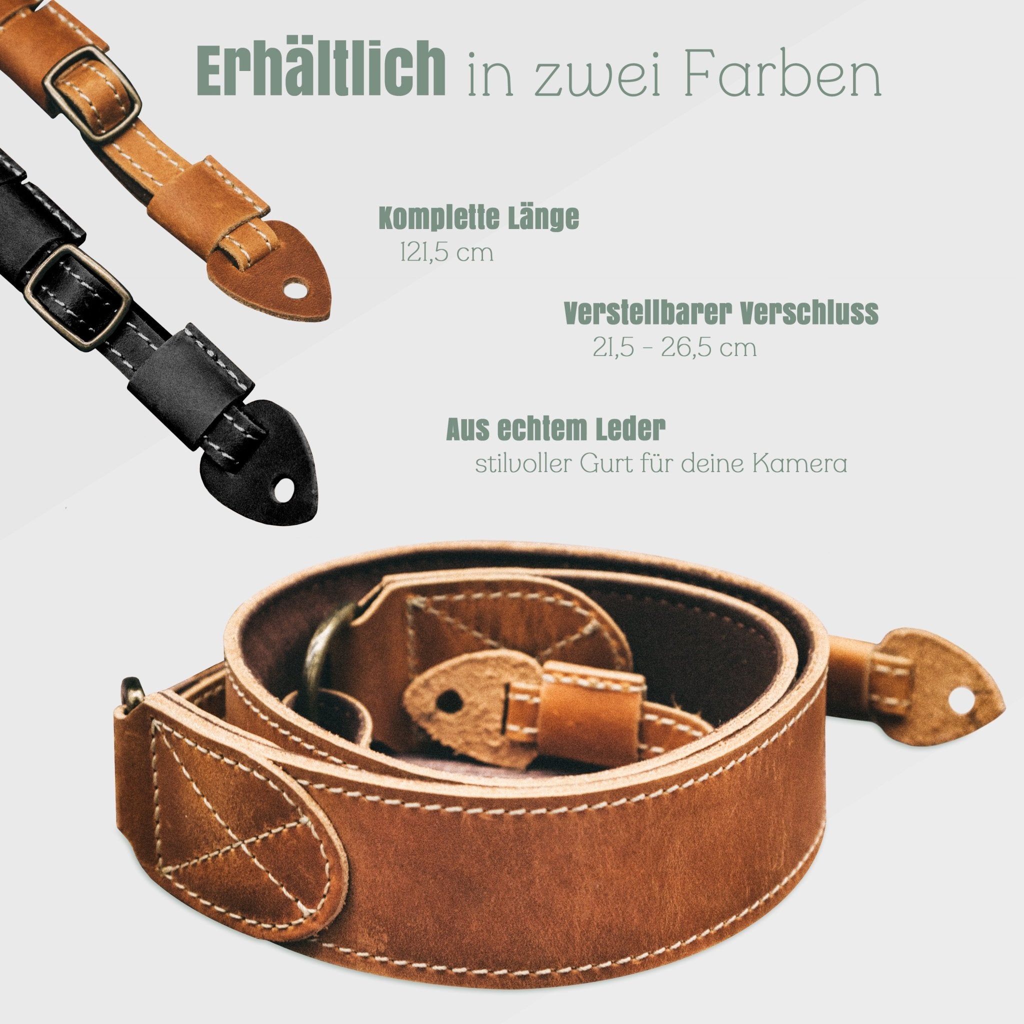 Kameragurt Echtleder - Wunschname - Abenteuernah