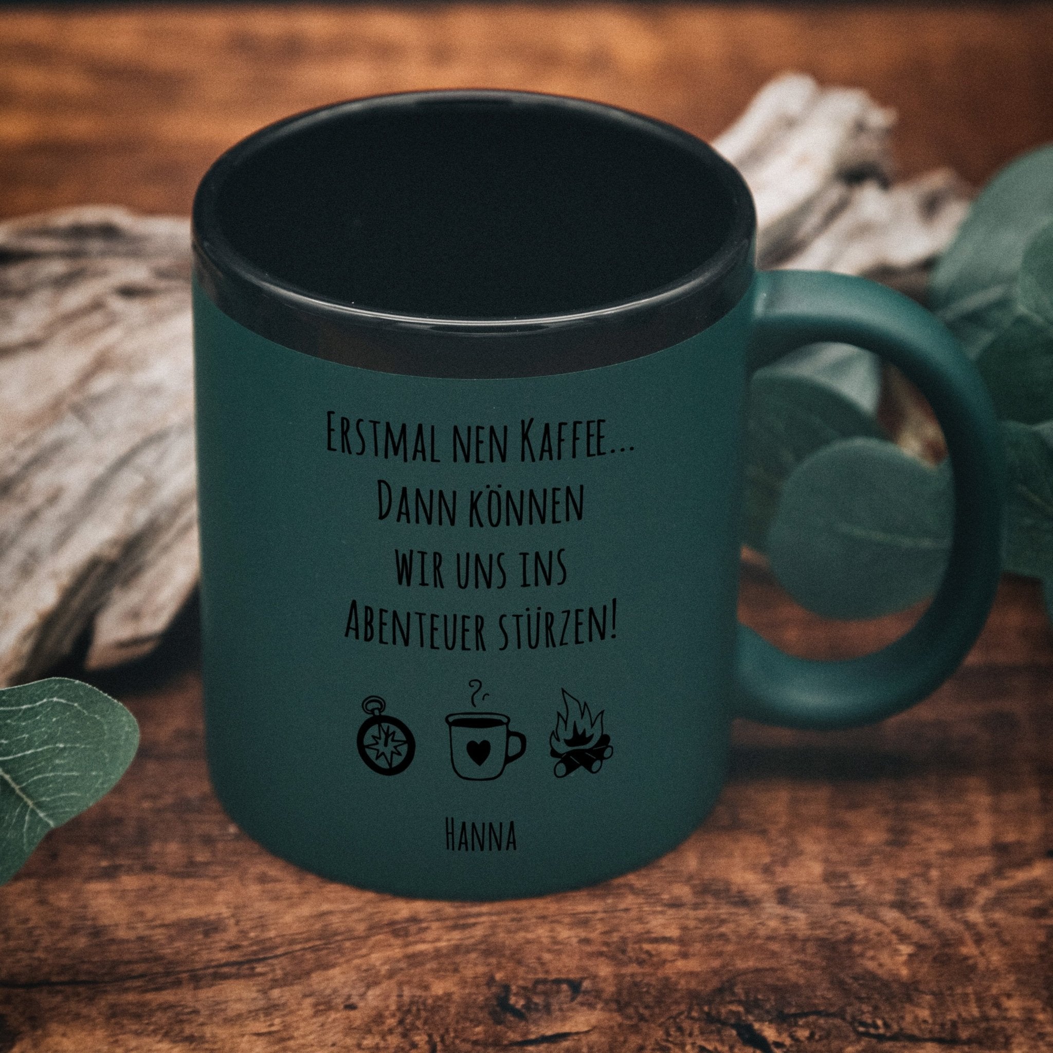 Keramiktasse farbig - Erstmal Kaffee - Abenteuernah