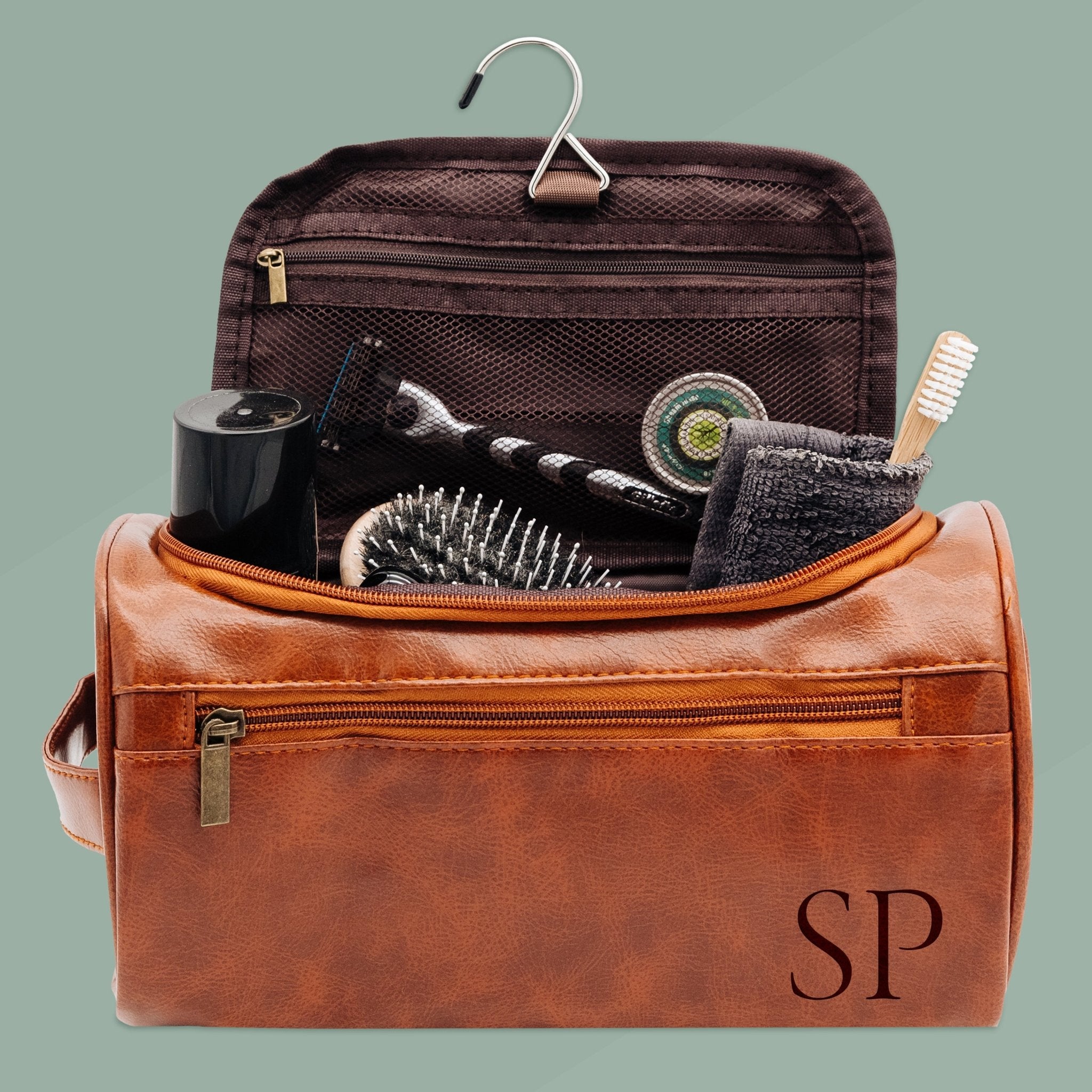 Leder Kulturbeutel - Initialen - Abenteuernah